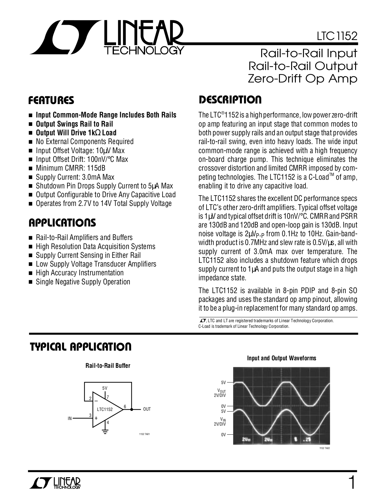 Linear Technology LTC1152 Datasheet