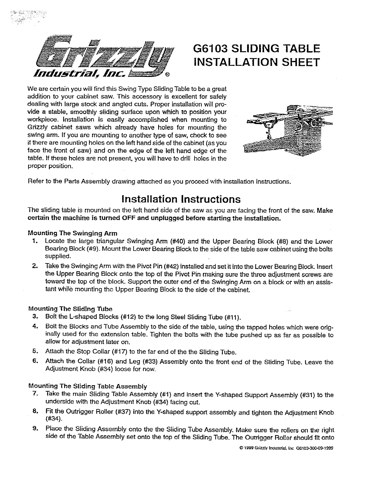 Grizzly G6103 User Manual