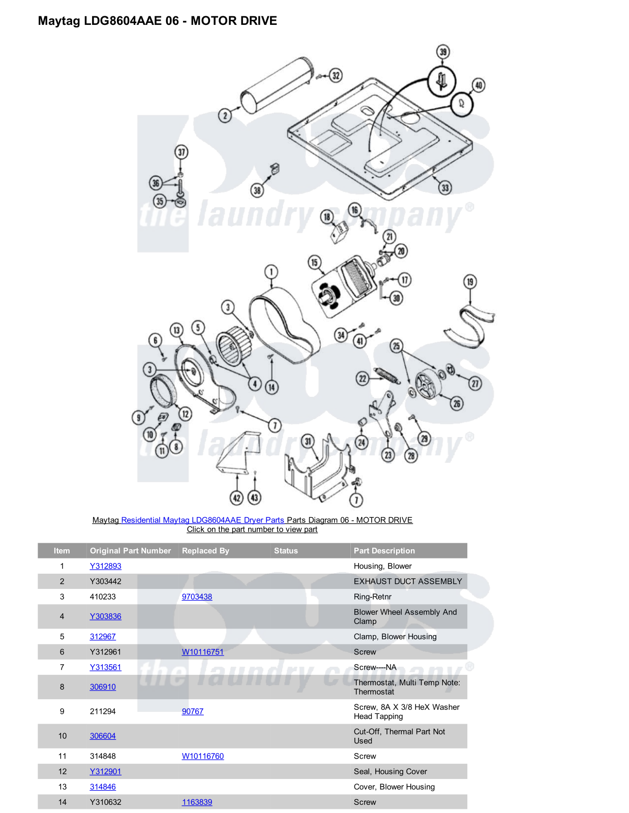 Maytag LDG8604AAE Parts Diagram