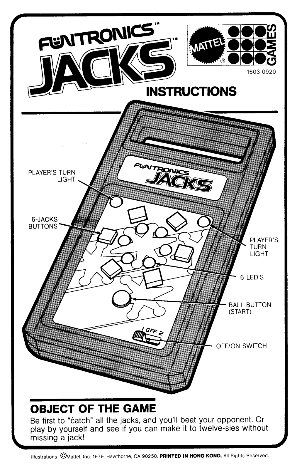 Mattel Funtronics Jacks User Guide