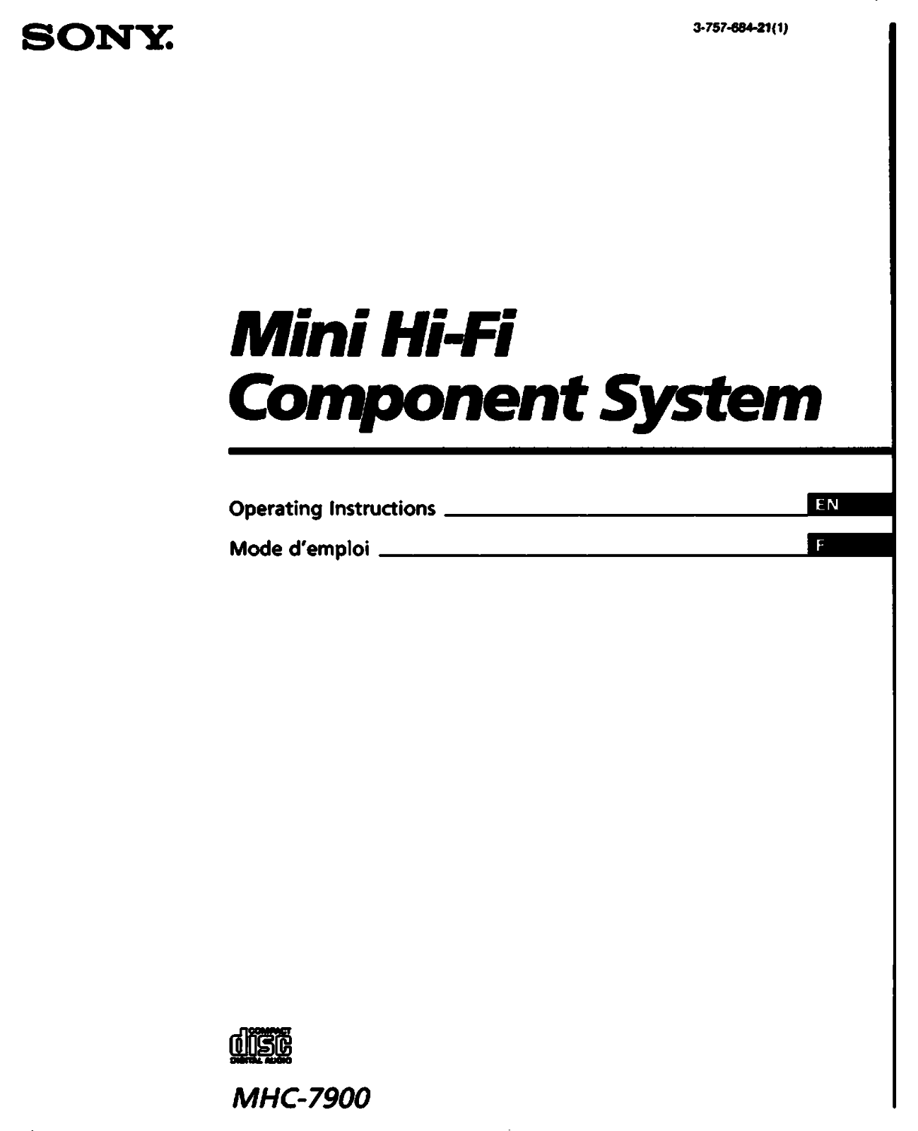 Sony MHC-7900 Operating Manual