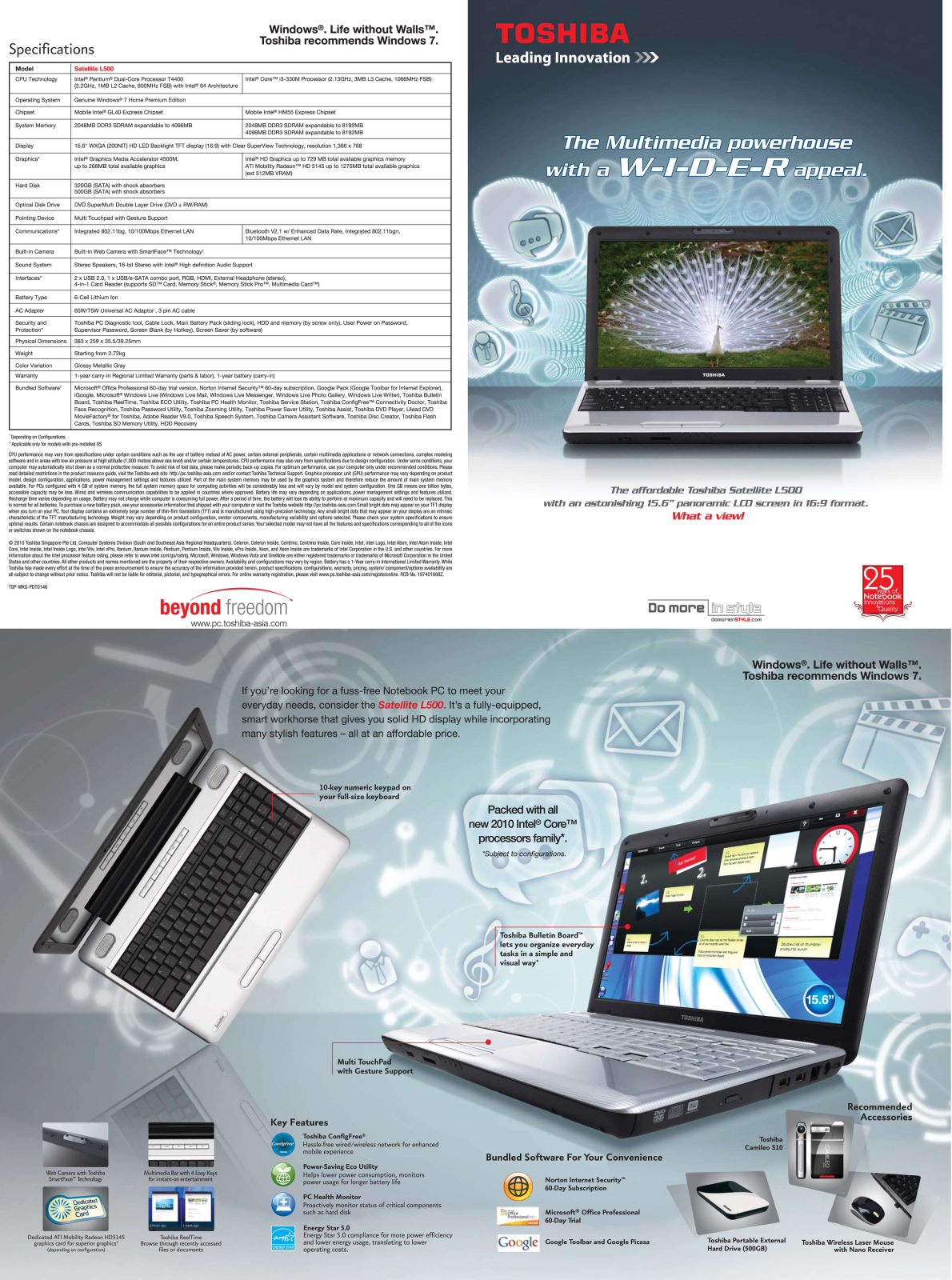 Toshiba PSLU1U-00G004, Satellite L500 Series Brochure