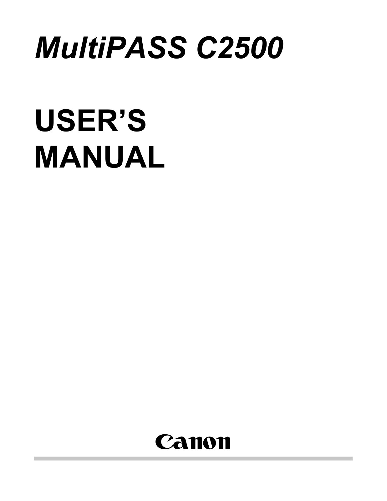 Canon C2500 User Manual