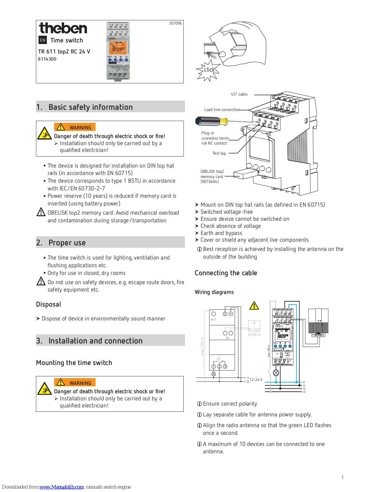 Theben 6114300, TR 611 top2 RC 24 V, TR 611 top2 RC, 6110300 Operating Instructions Manual