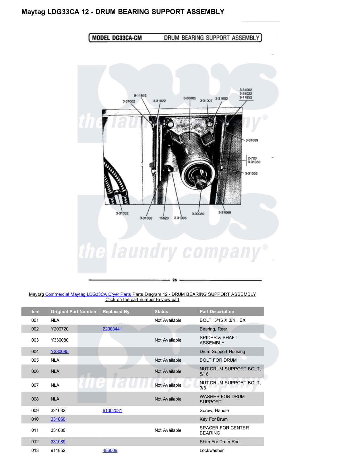 Maytag LDG33CA Parts Diagram