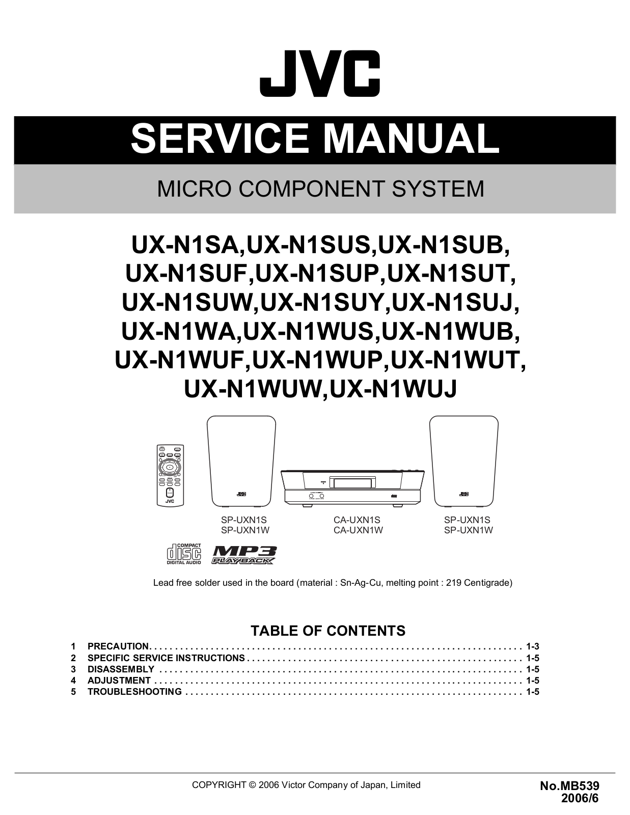 JVC UXN-1 Service manual