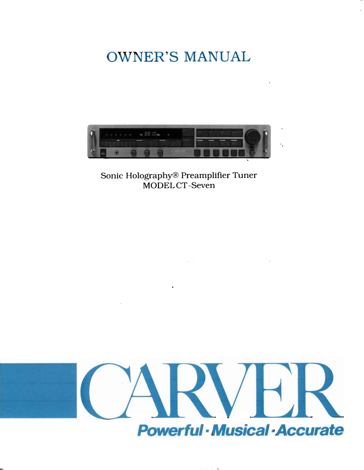 Carver CT-7 Owners manual