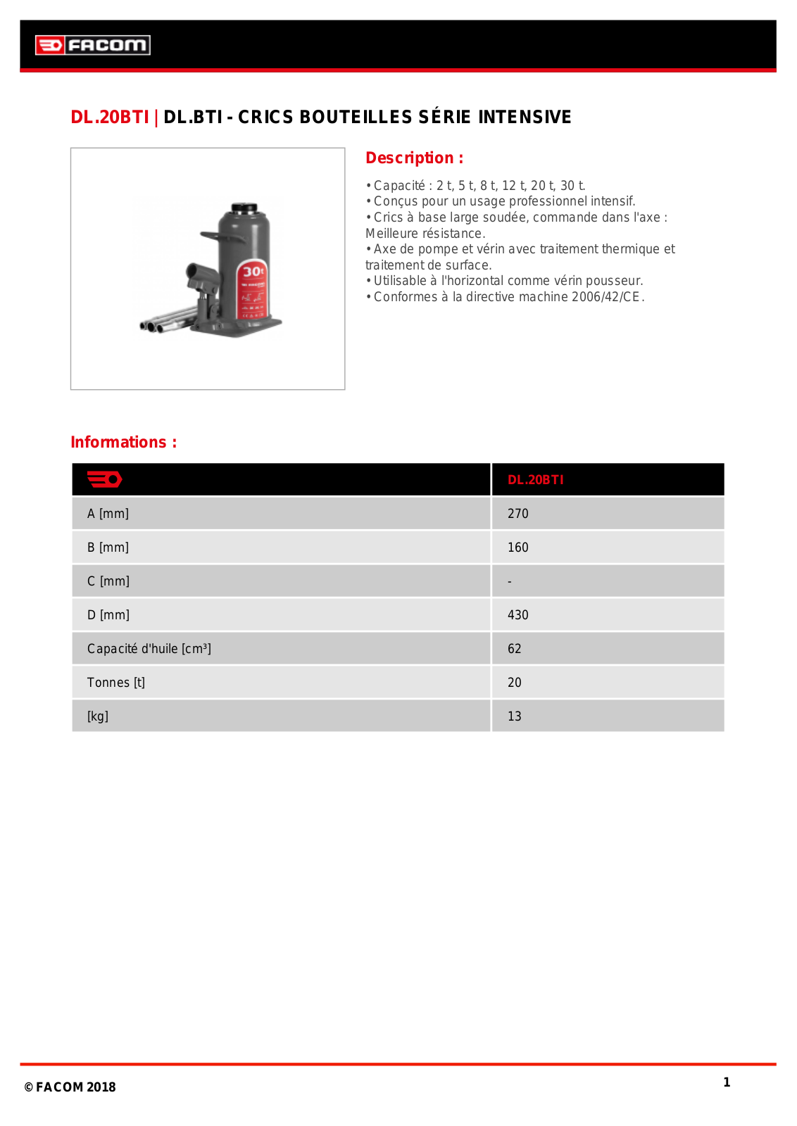 Facom DL.20BTIPF Specification - ManualMachine.com