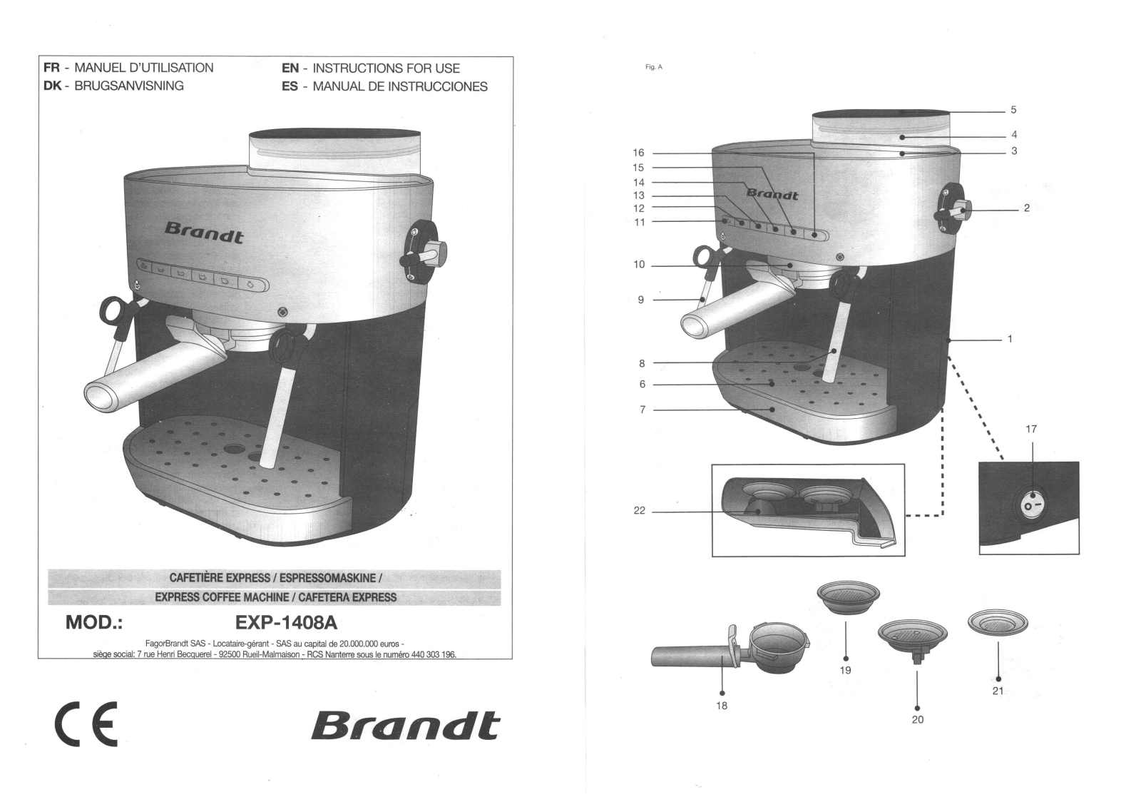 BRANDT EXP-1408A User Manual