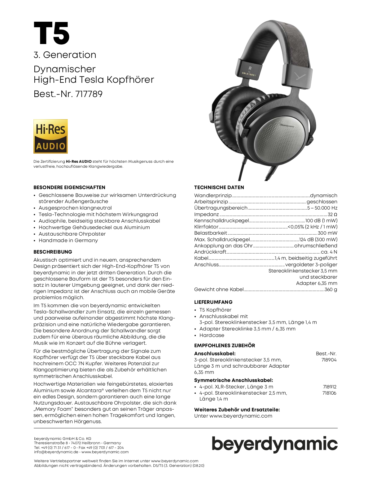 beyerdynamic T5 3rd User Manual