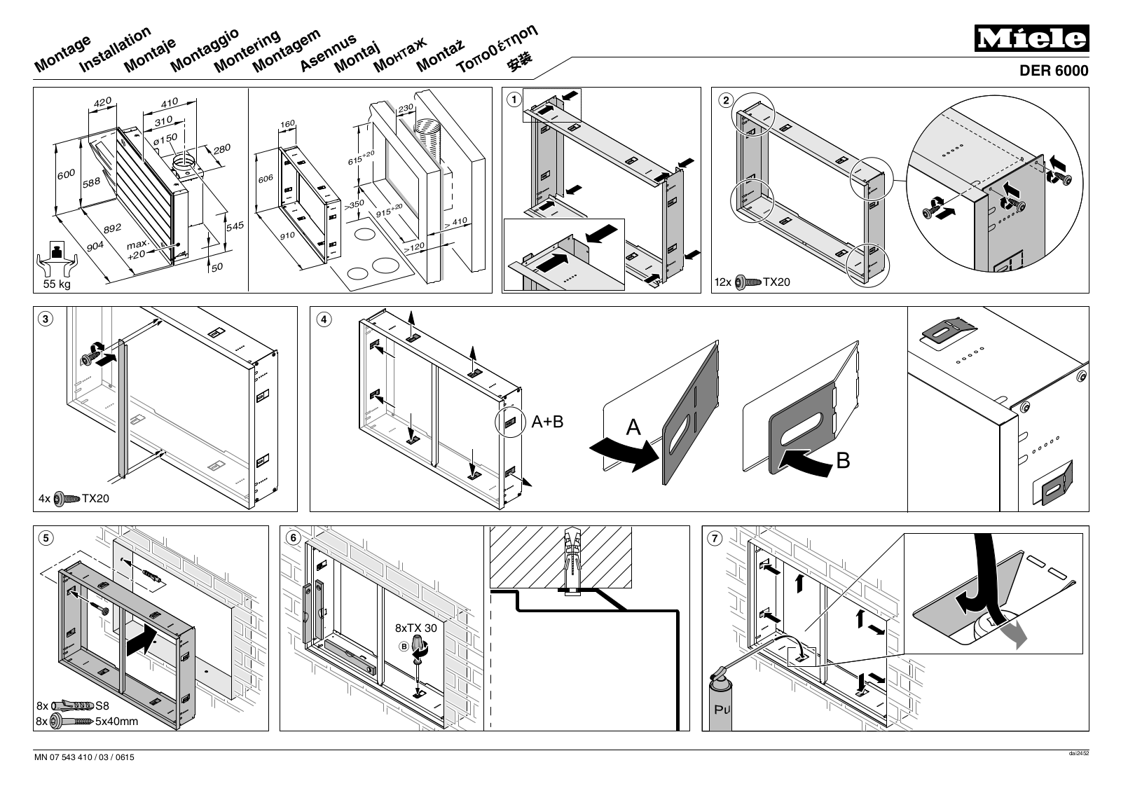 Miele DER 6000 Assembly Instructions
