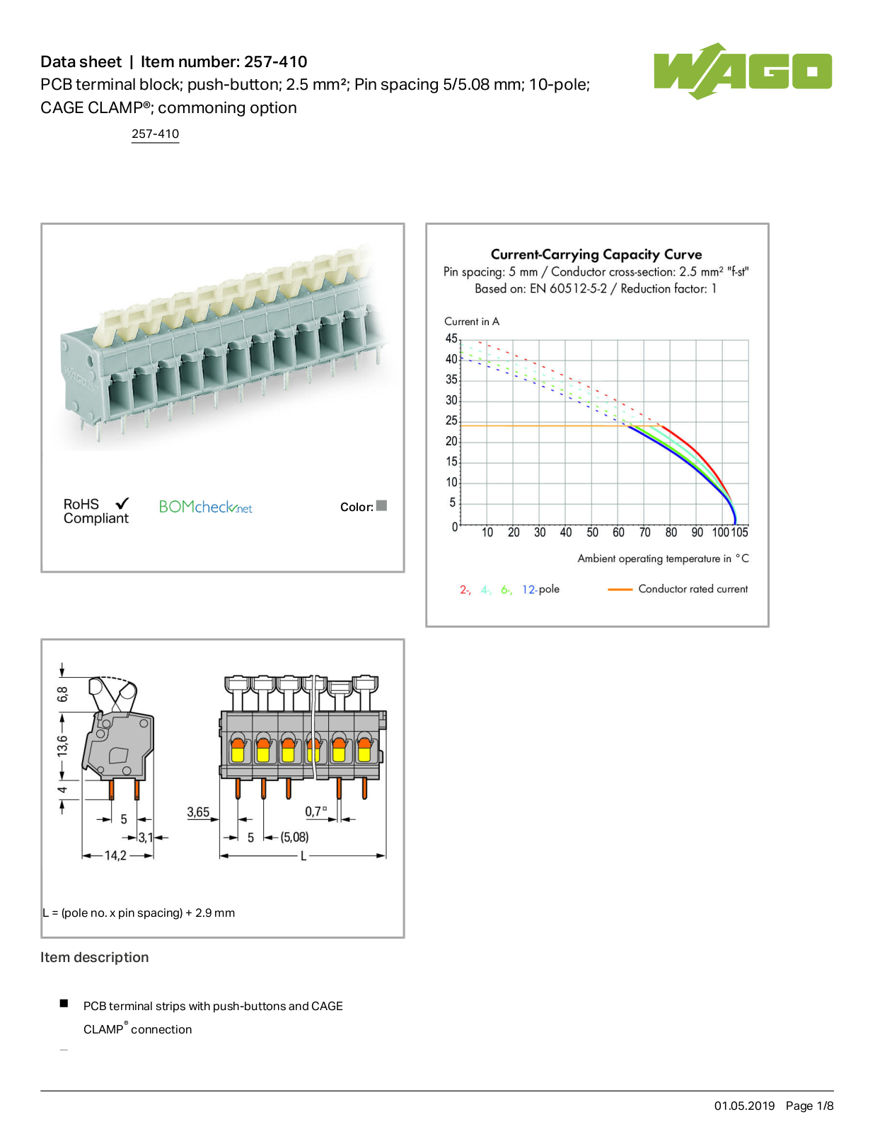 Wago 257-410 Data Sheet