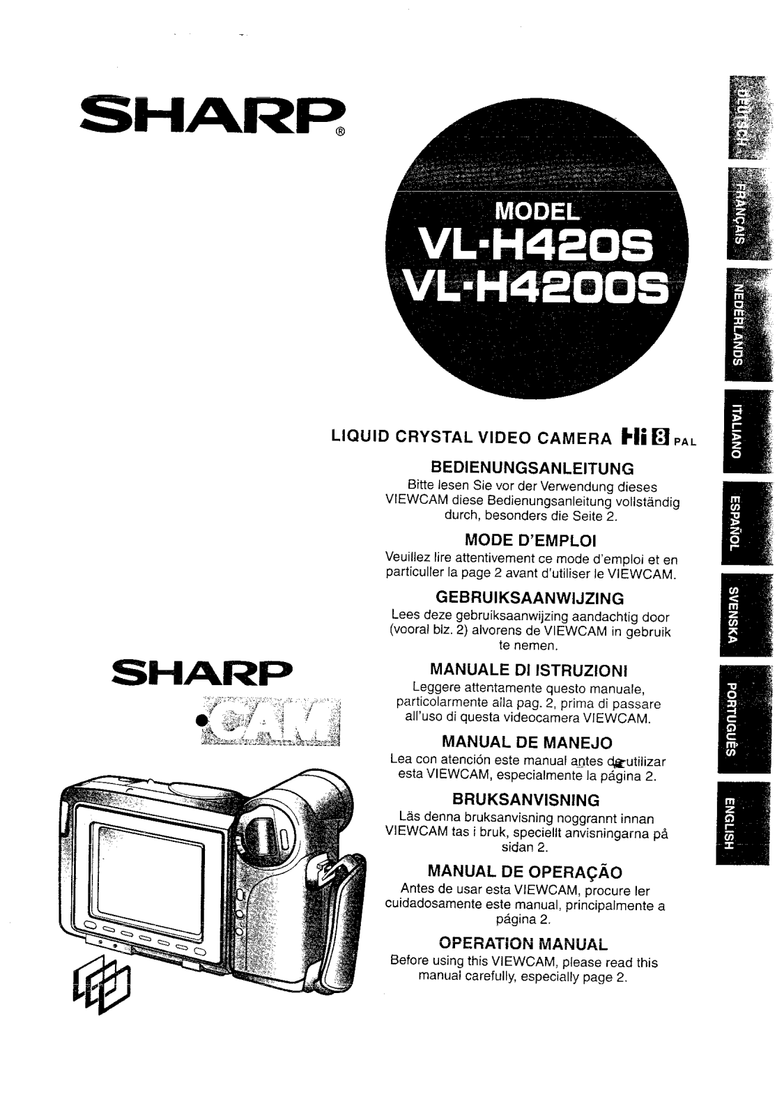 Sharp VL-H420S Operation Manual