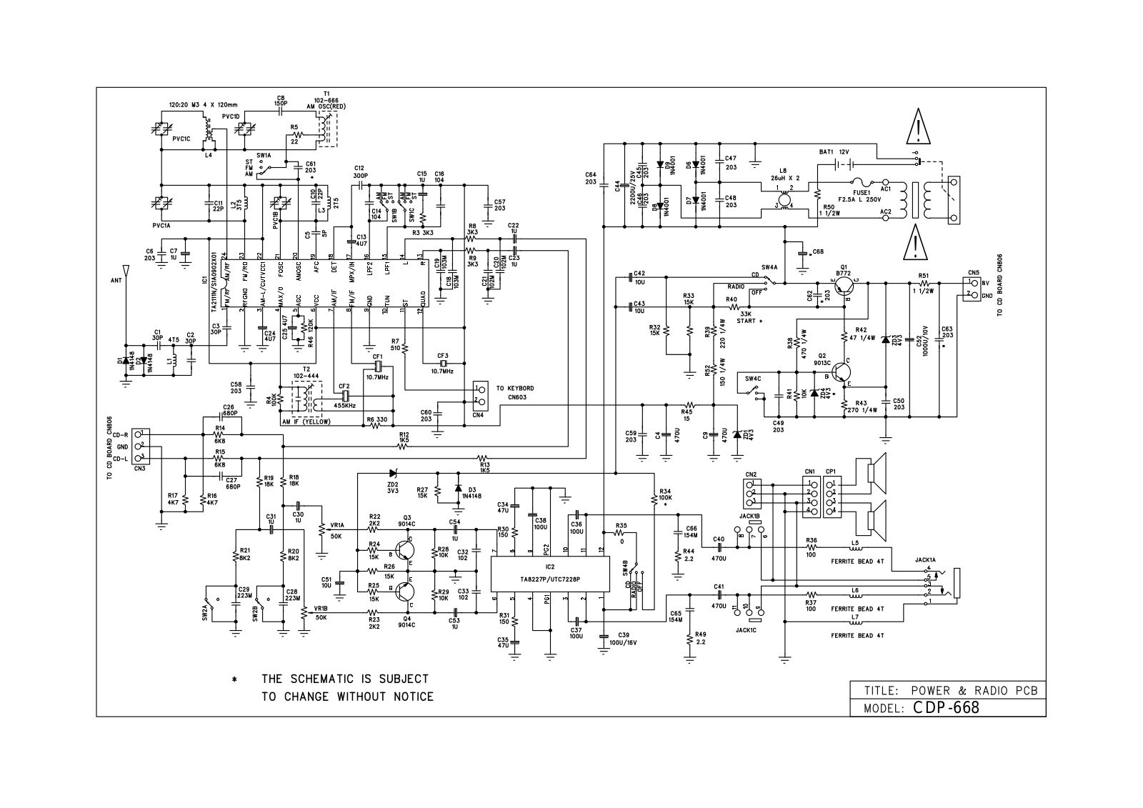 Vitek CDP-668 Schematic