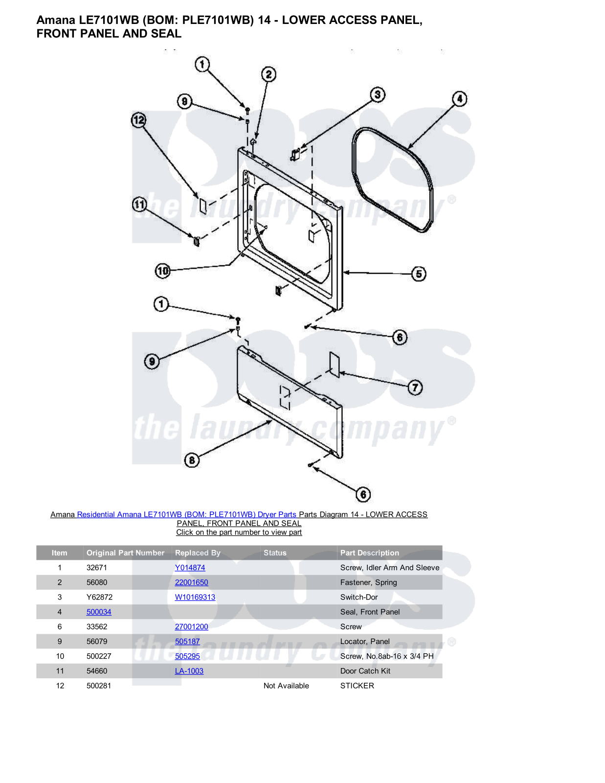 Amana LE7101WB Parts Diagram