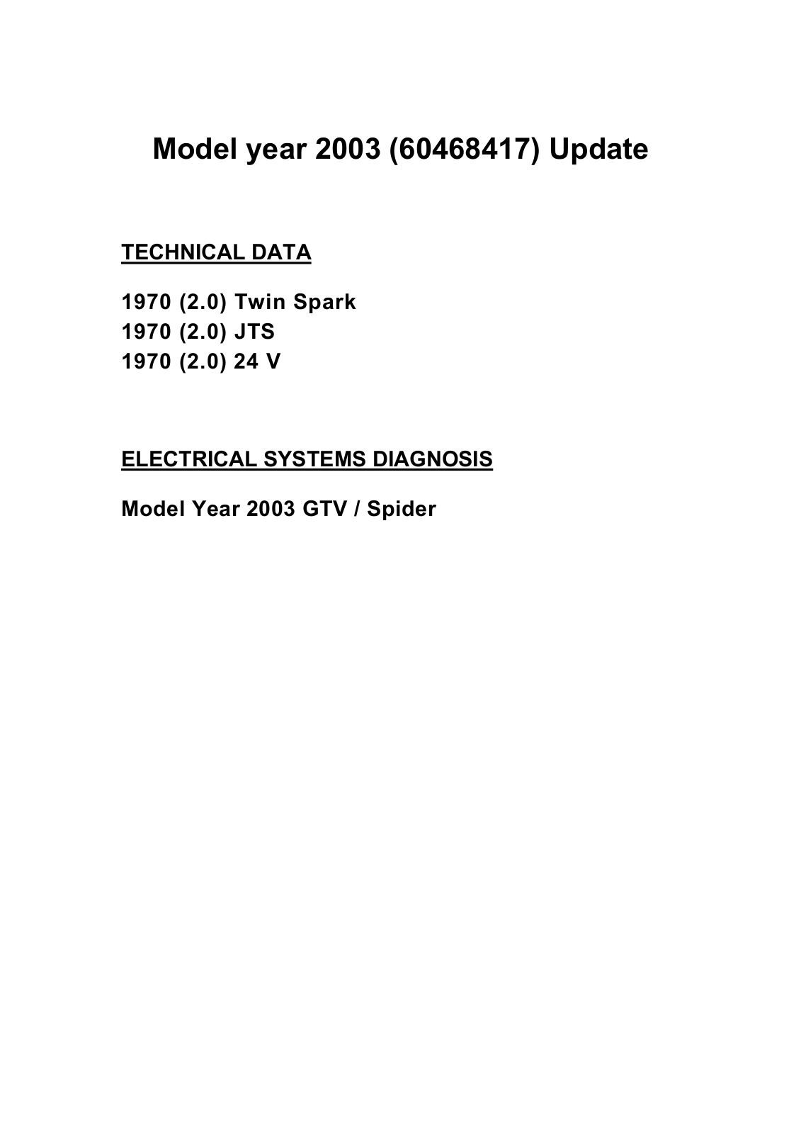 Alfa Romeo GTV Update User Manual