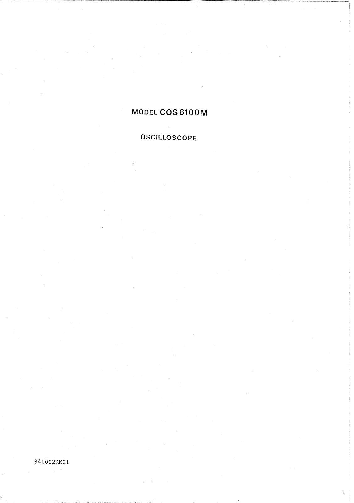 Kikusui Electronics Corporation COS6100M User Manual