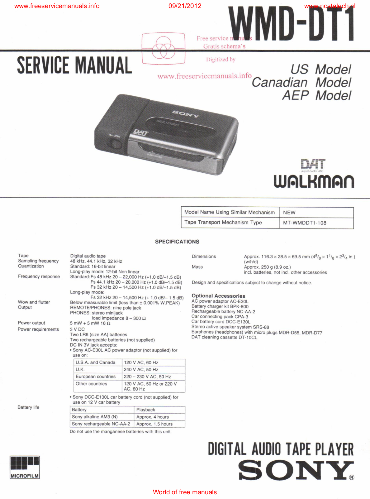 Sony WMD-DT1 Service Manual