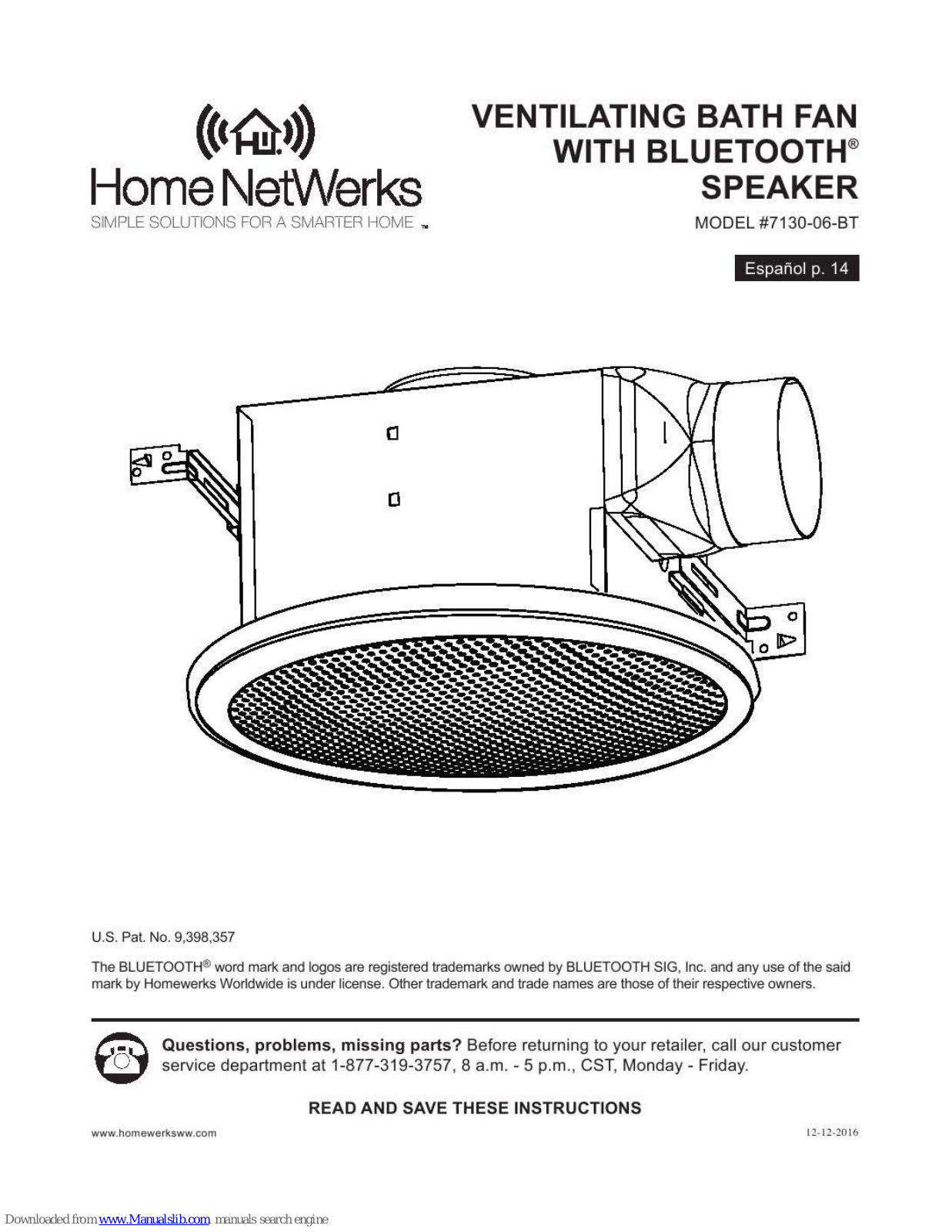 Homewerks 7130-06-BT Installation Instructions Manual