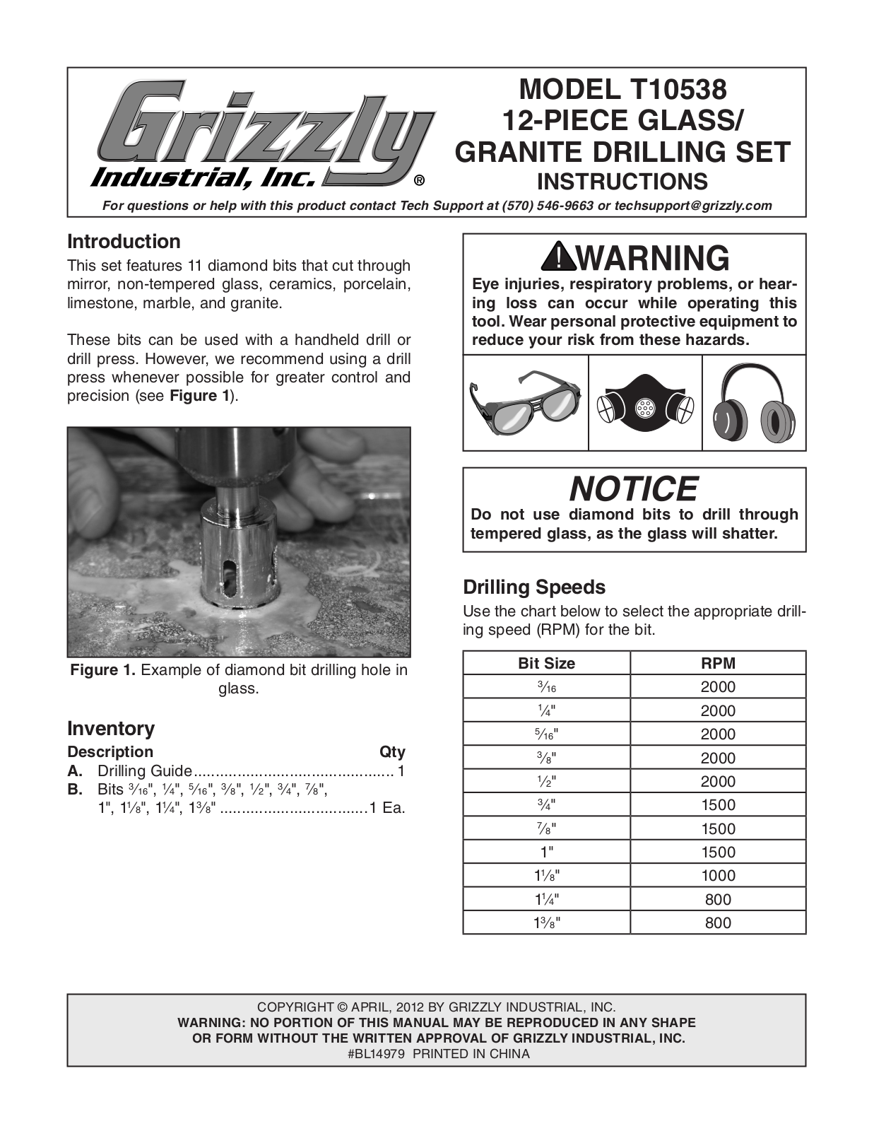 Grizzly T10538 User Manual