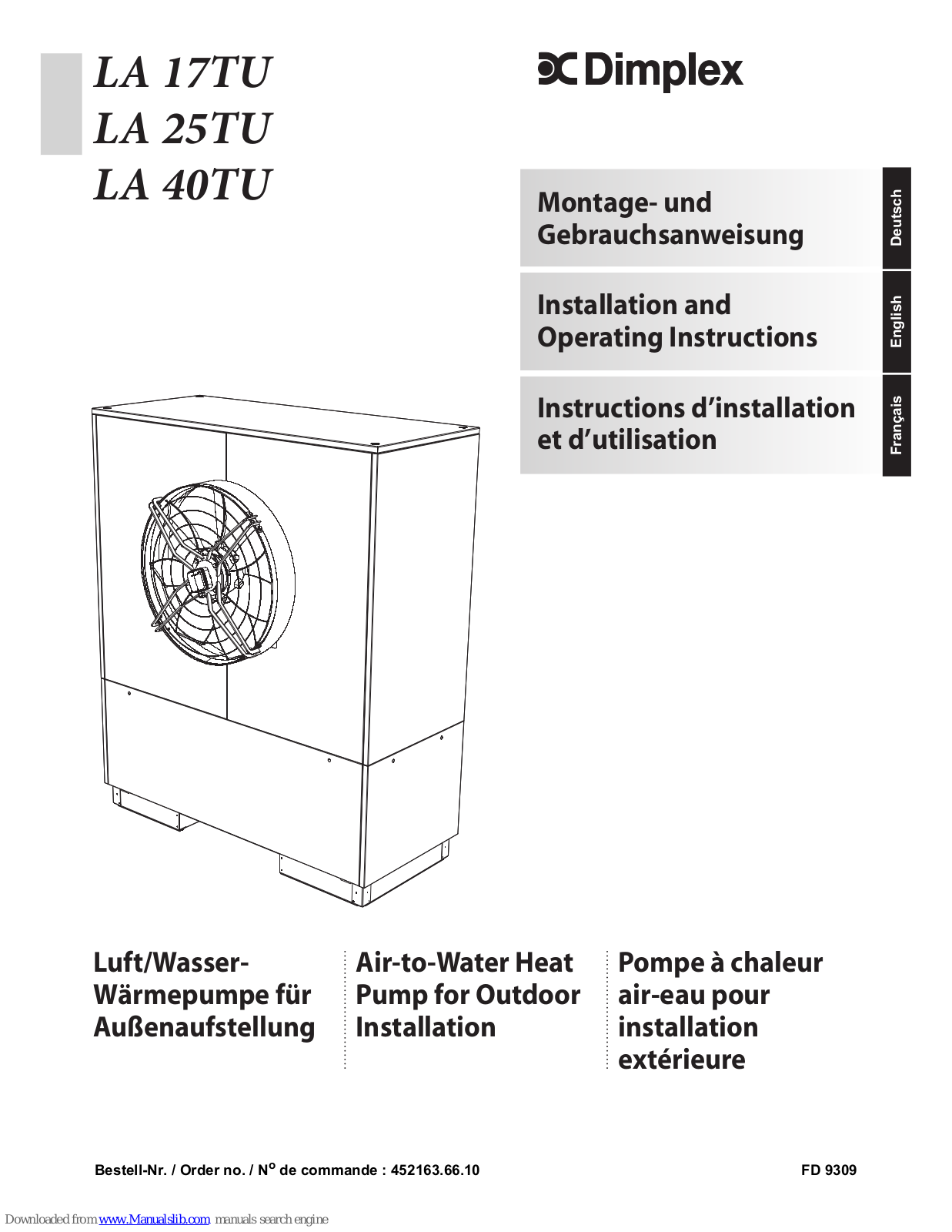 Dimplex LA 17TU, LA 25TU, LA 40TU Installation And Operating Instructions Manual