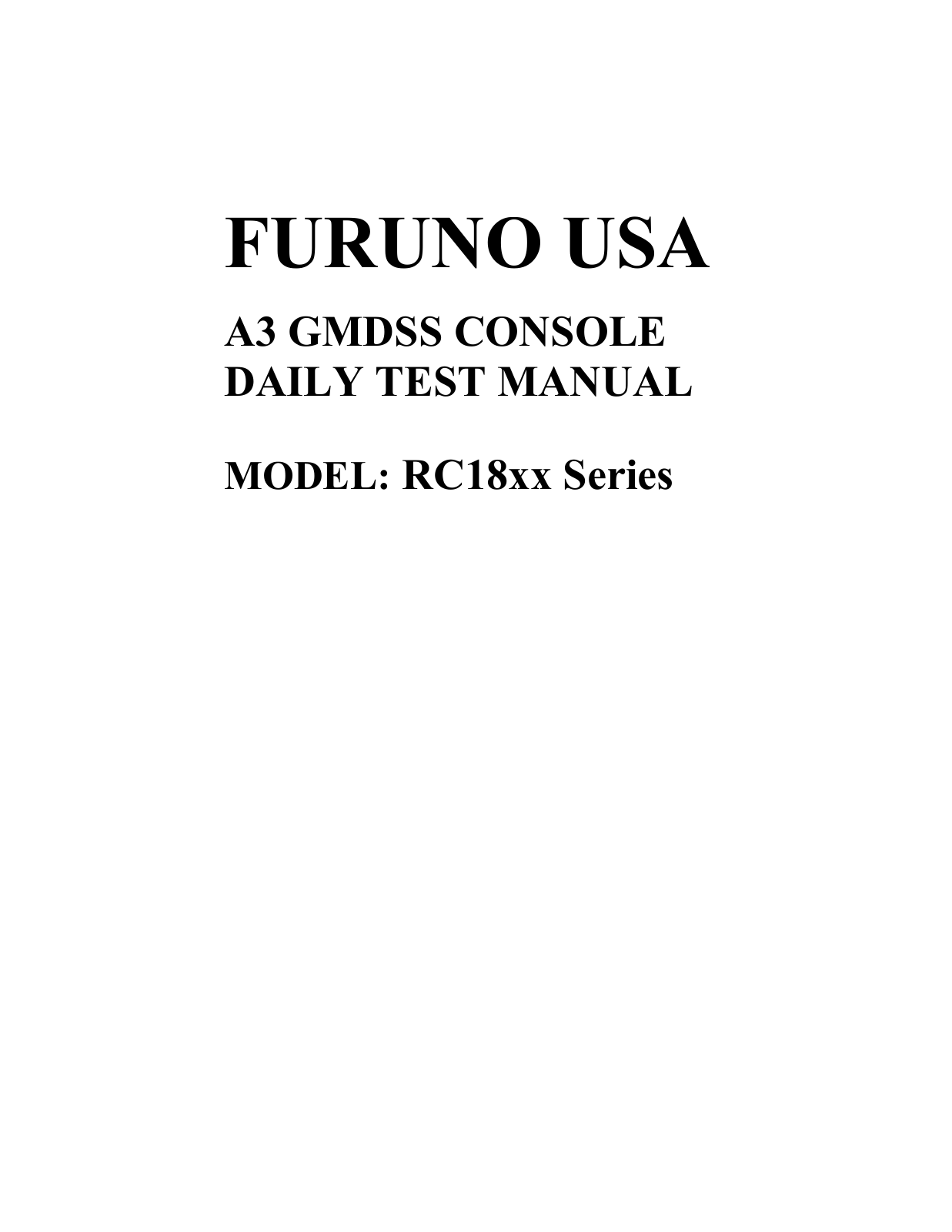 Furuno RC1815, RC1815DF, RC1815LR, RC1825, RC1825DF User Manual