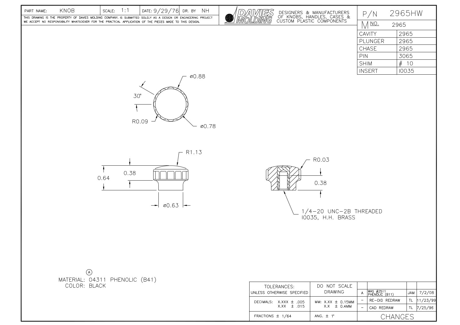 Davies Molding 2965HW Reference Drawing