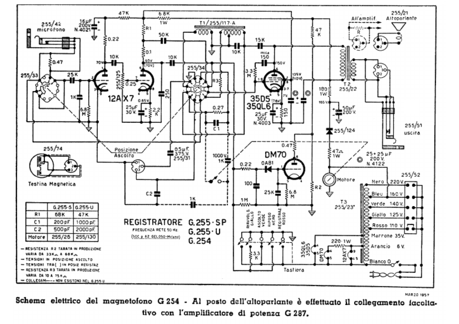 Geloso g254, g255sp, g255u schematic