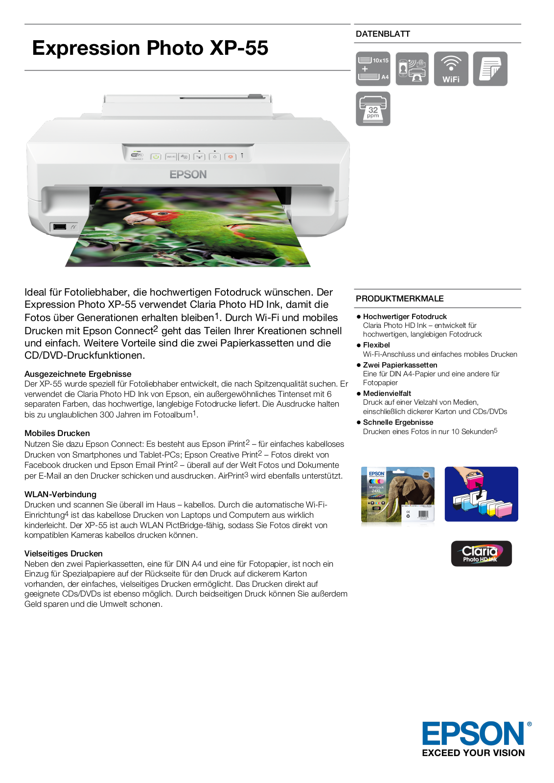 Epson XP-55 Technical data