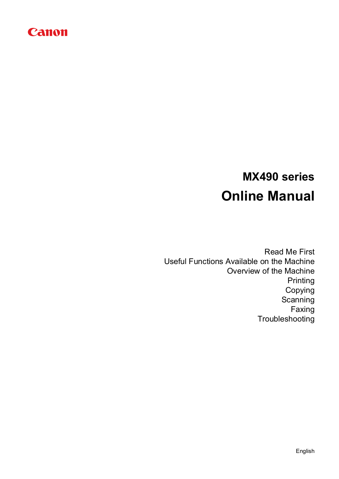 Canon MX490 User Manual