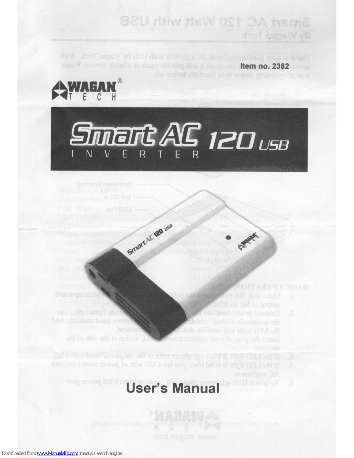 Wagen Tech Smart AC 120 USB, 2382 User Manual - ManualMachine.com