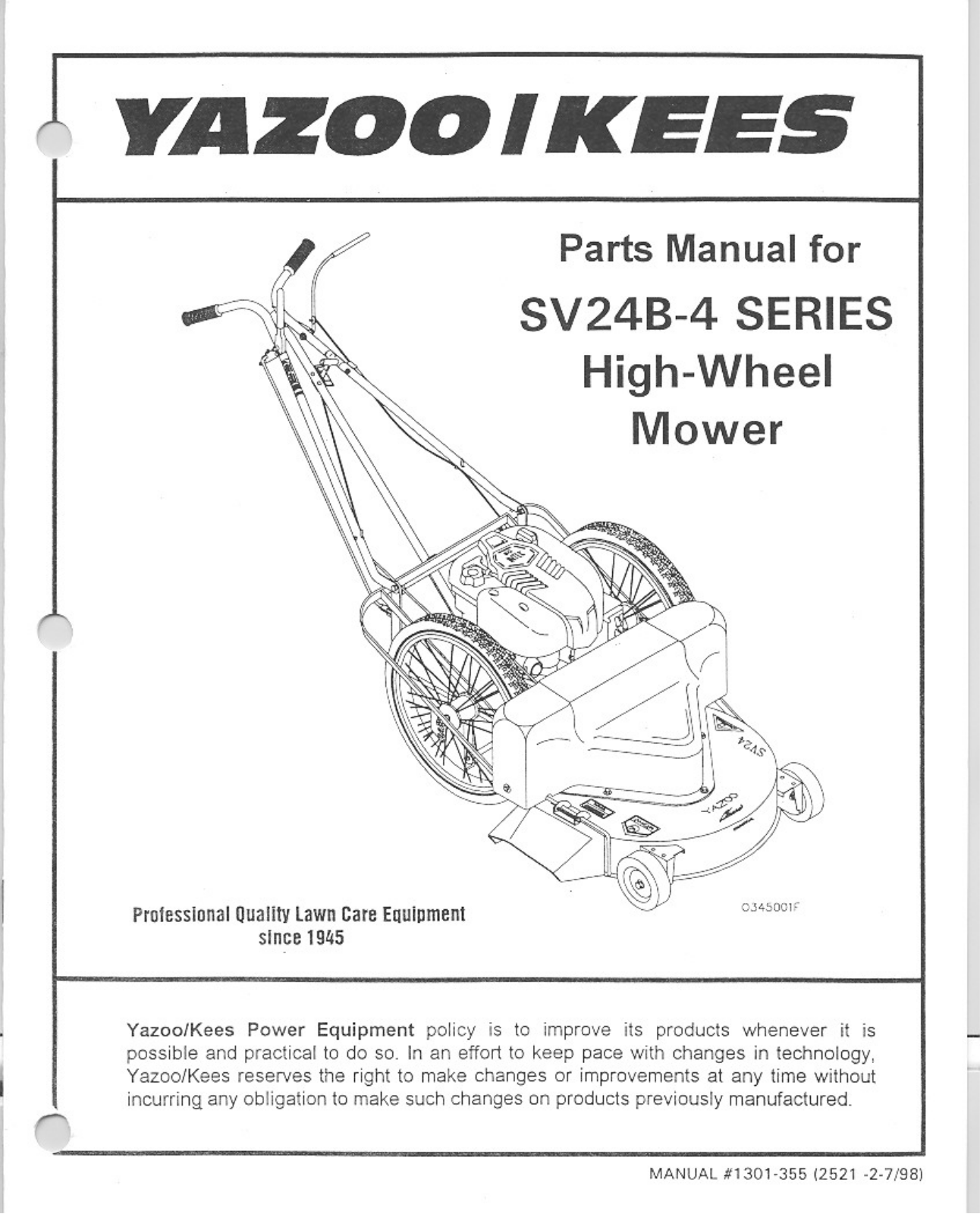 Yazoo/Kees SV24B-4 User Manual