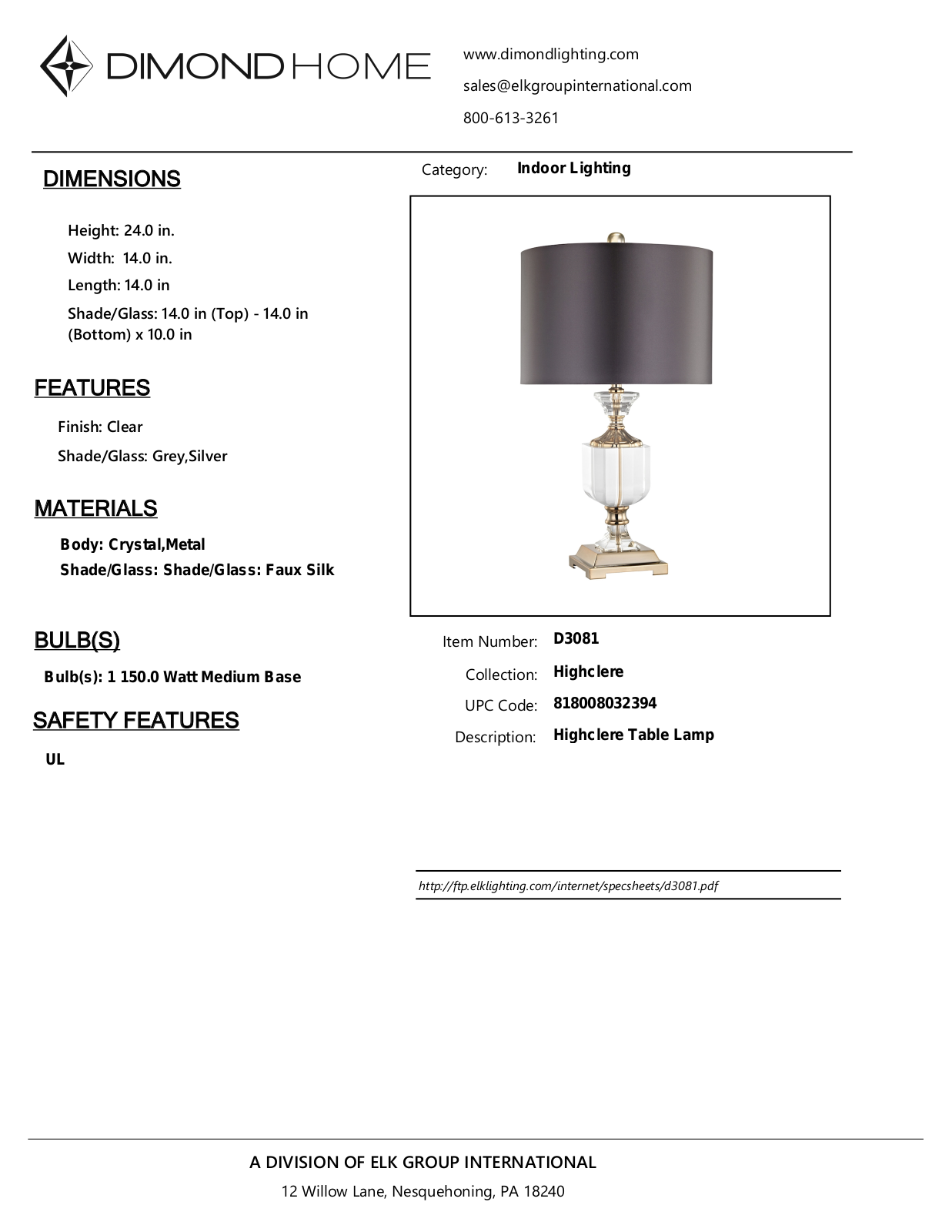 ELK Home D3081 User Manual