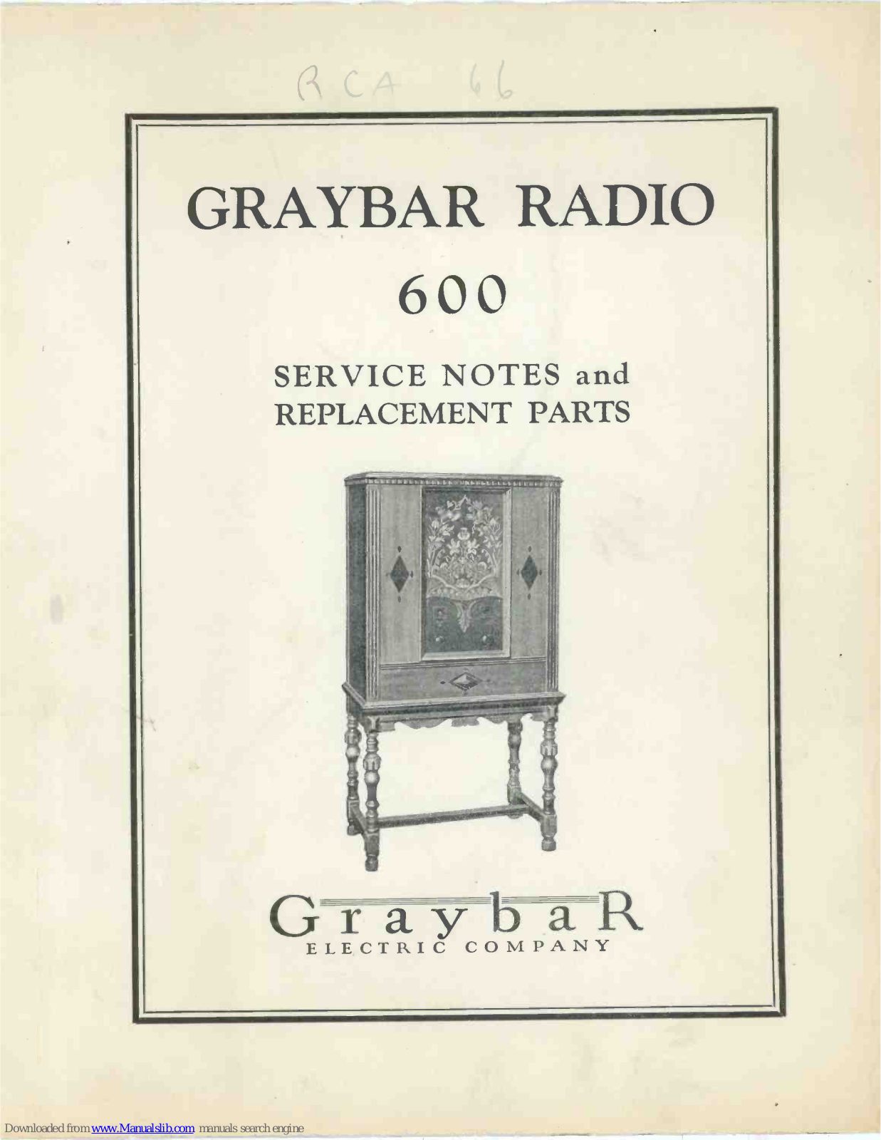 Graybar 600 Service Notes - ManualMachine.com