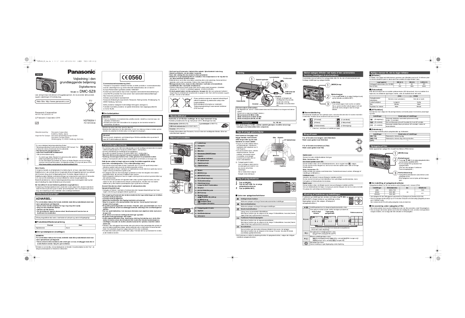 Panasonic LUMIX DMC-SZ8 Operating Instructions