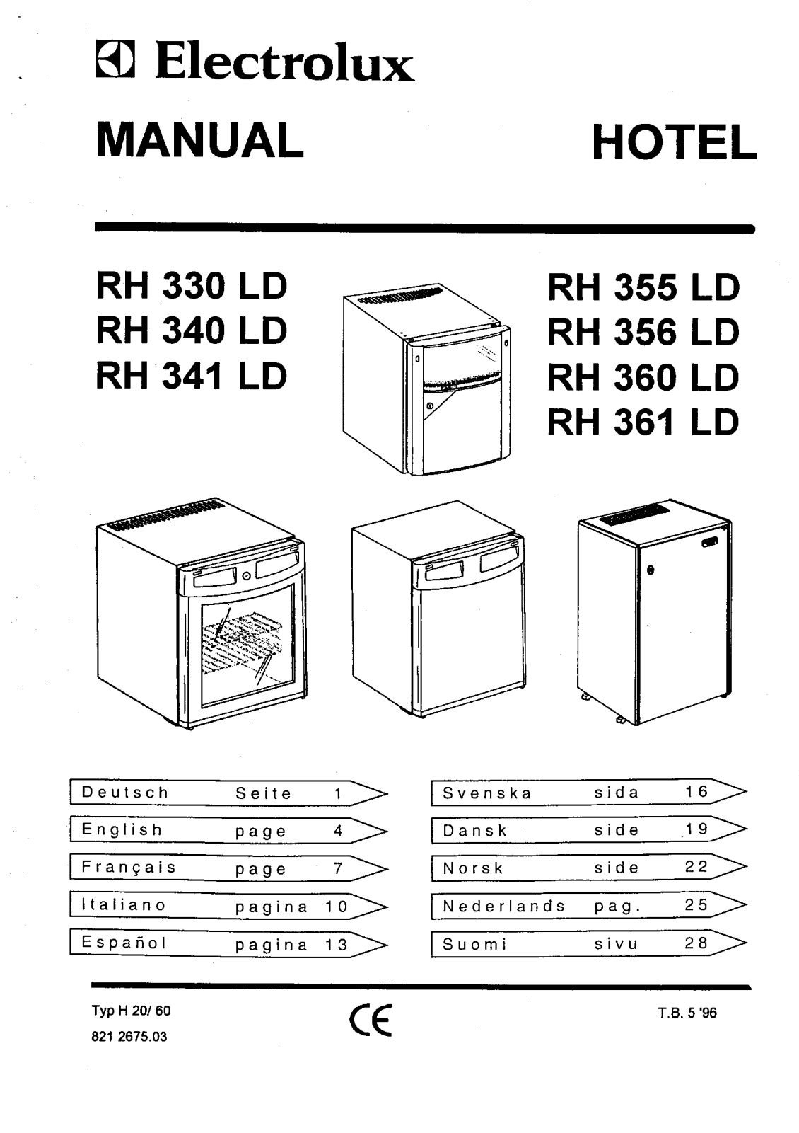 electrolux rh 330 ld, rh 340 ld, rh 341 ld, rh 355ld, rh 356ld User Manual