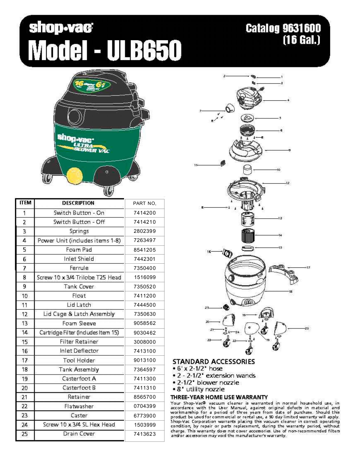 Shop Vac Ulb650 Owner's Manual