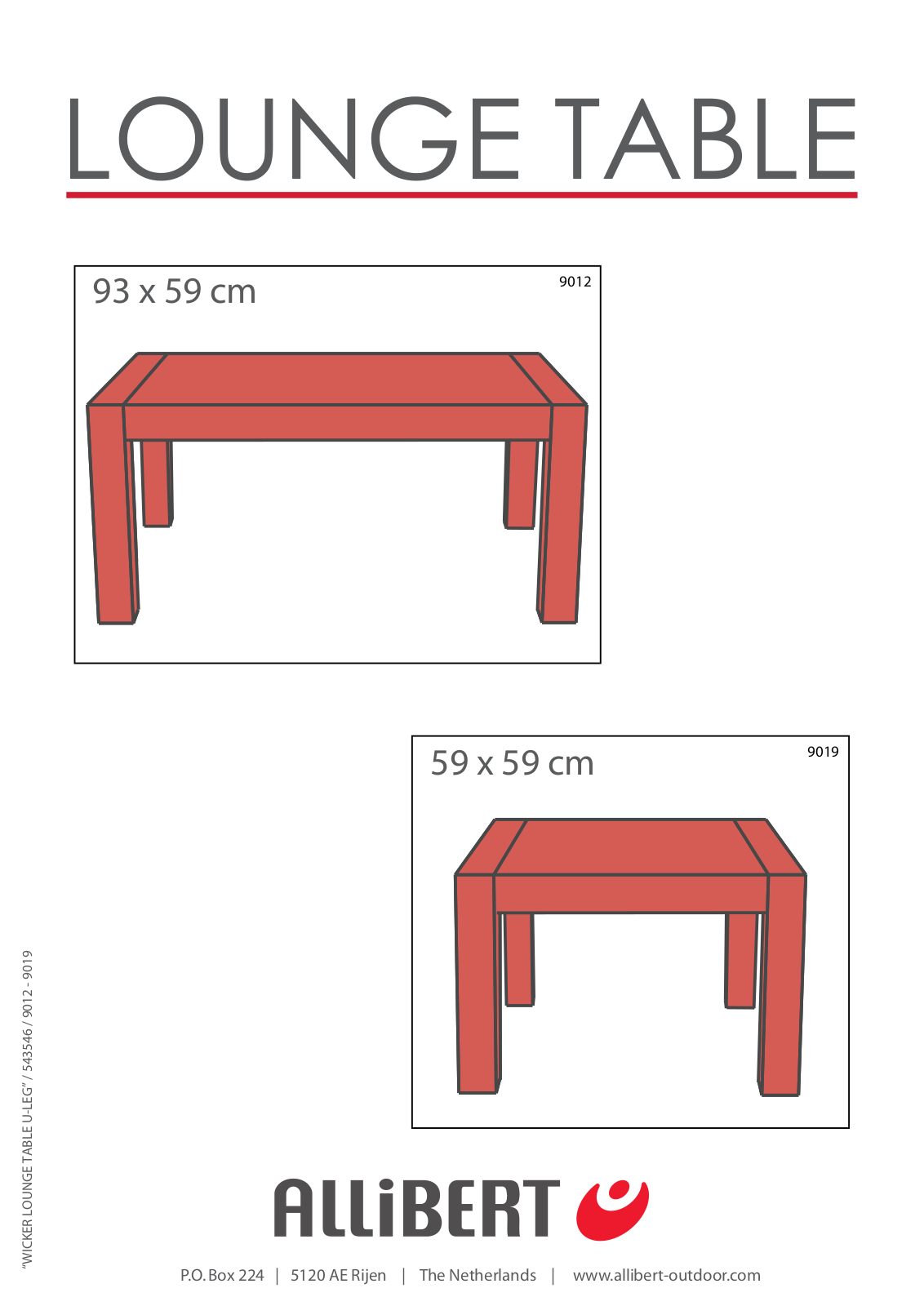 Allibert WICKER LOUNGE TABLE U-LEG User Manual