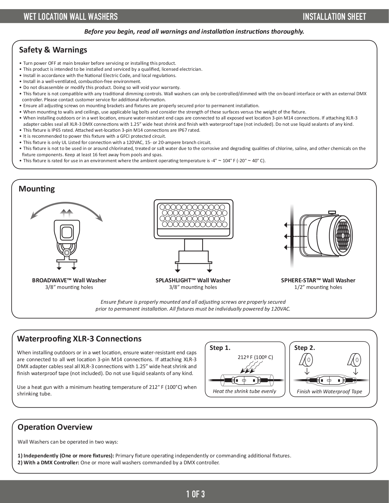 Diode LED Wet Location Wall Washer User Manual