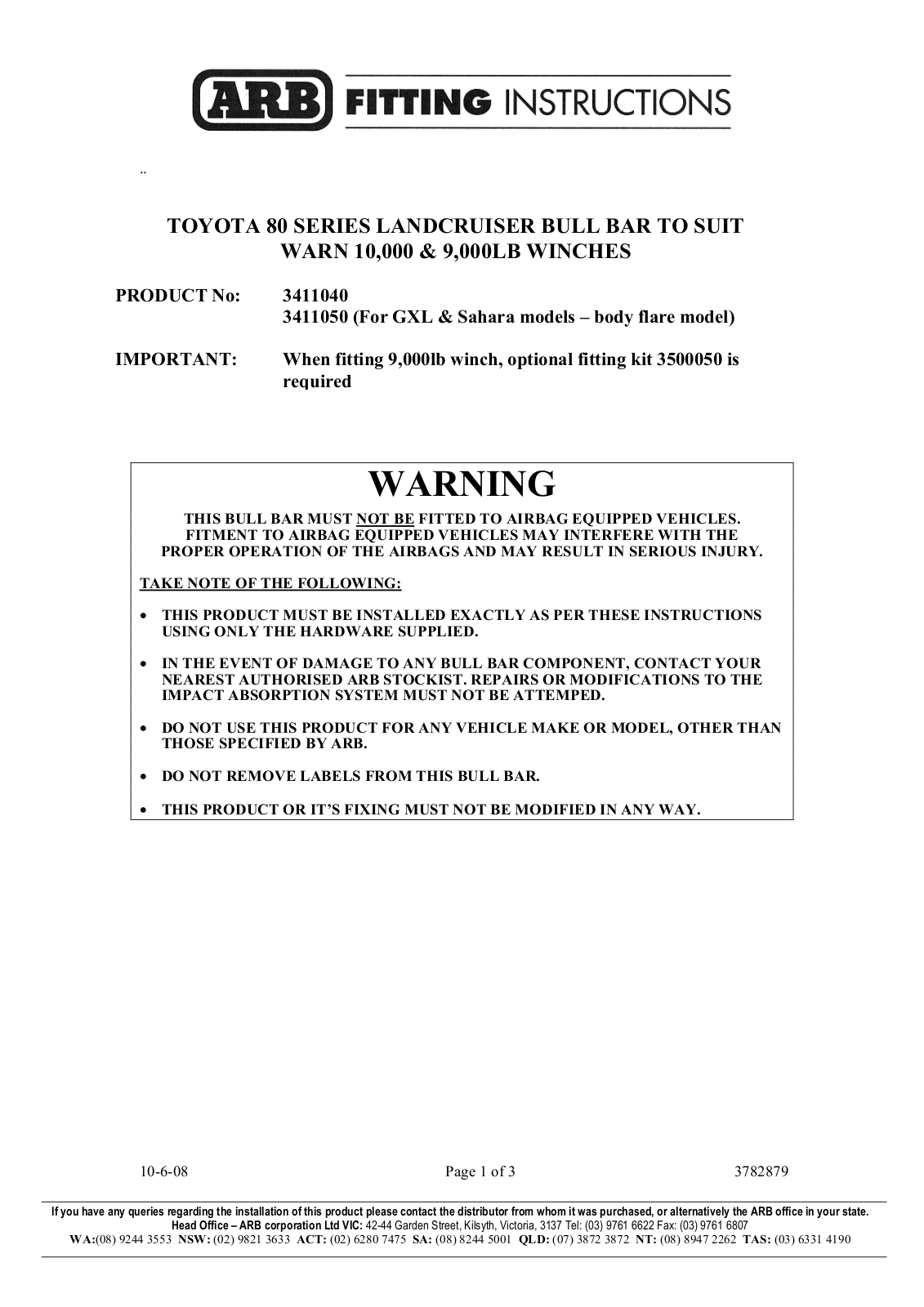 ARB 3411040 User Manual - ManualMachine.com