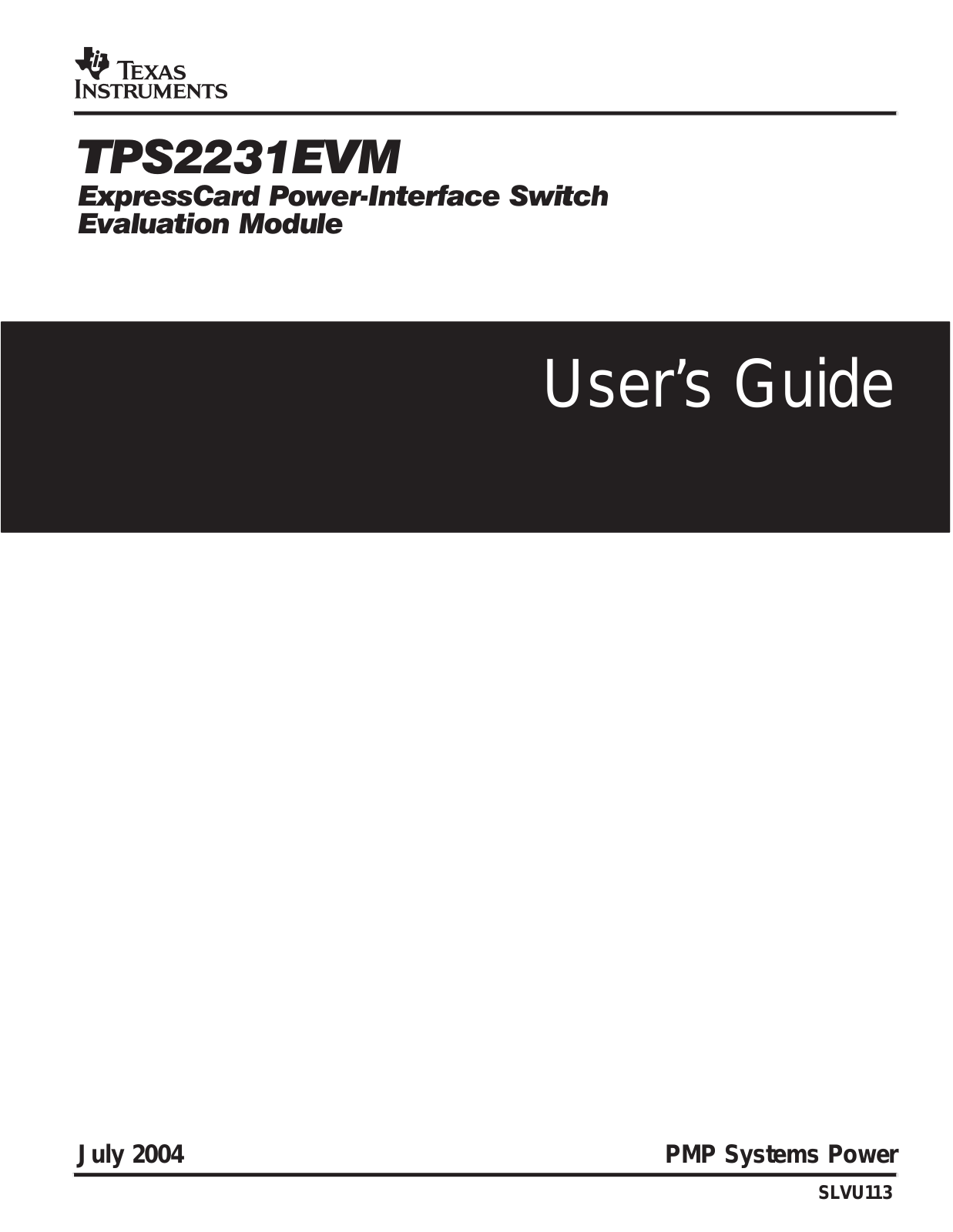 Texas Instruments TPS2231EVM User Manual