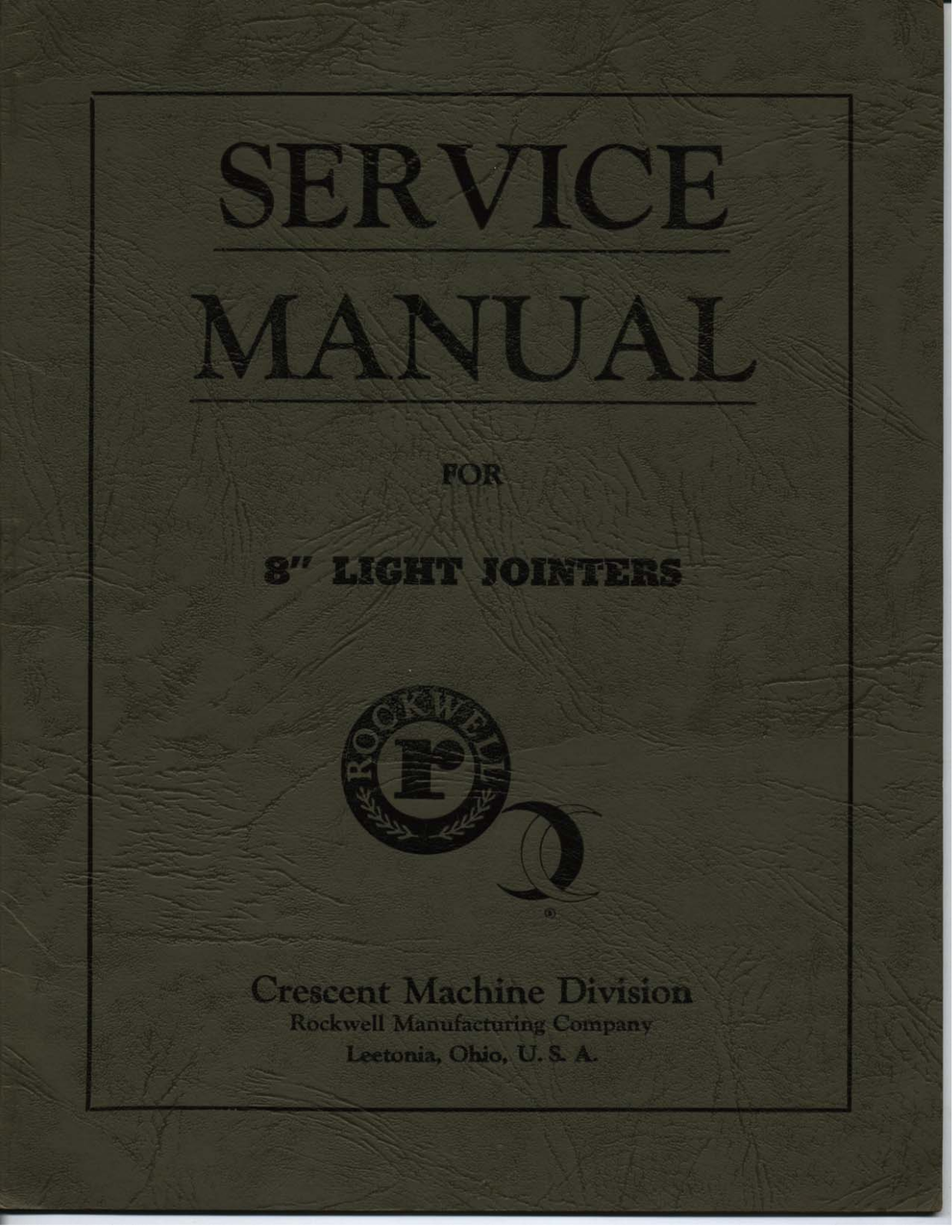 Crescent Machine 1944 - Service Manual for 8