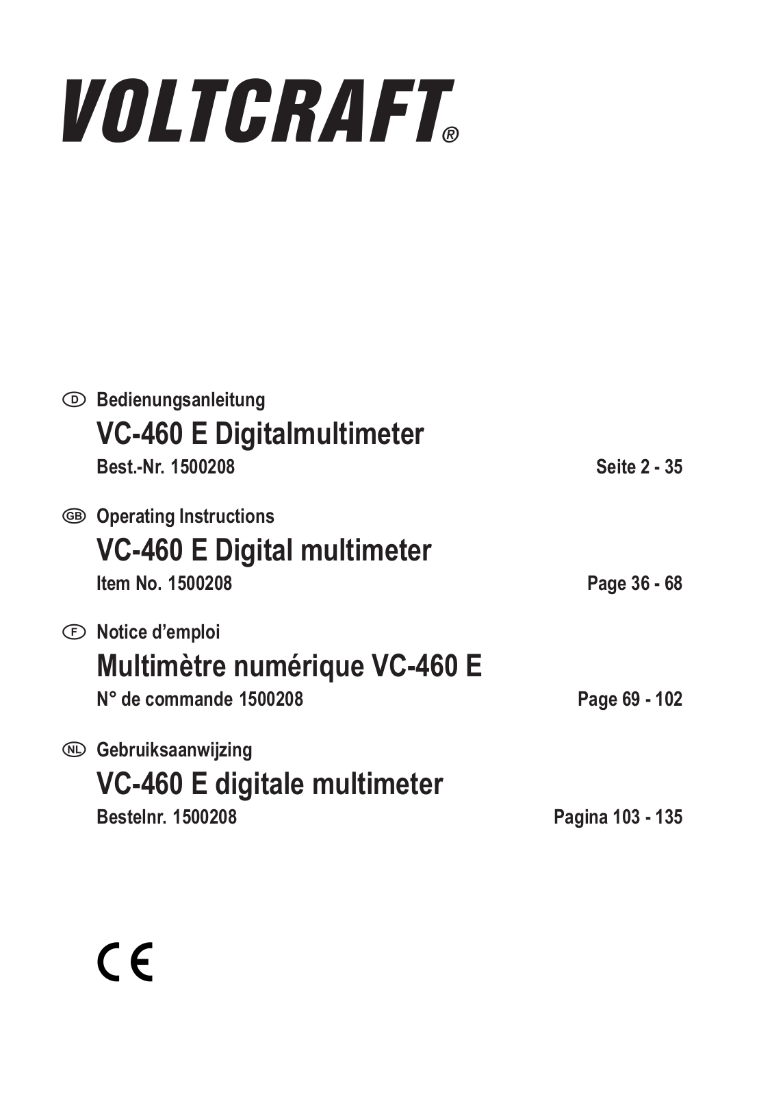 VOLTCRAFT VC-460 E User guide