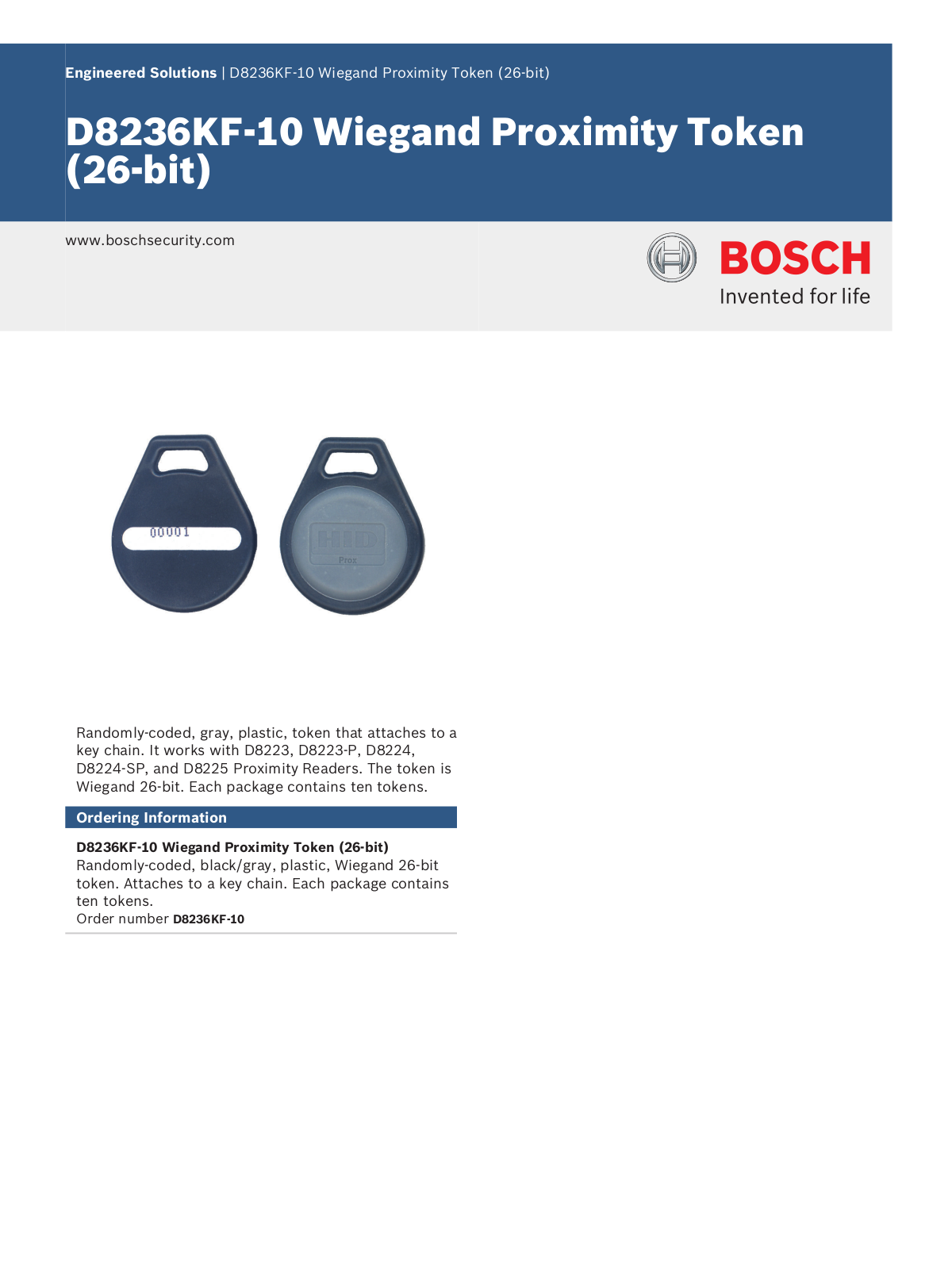 Bosch D8236KF-10 Specsheet