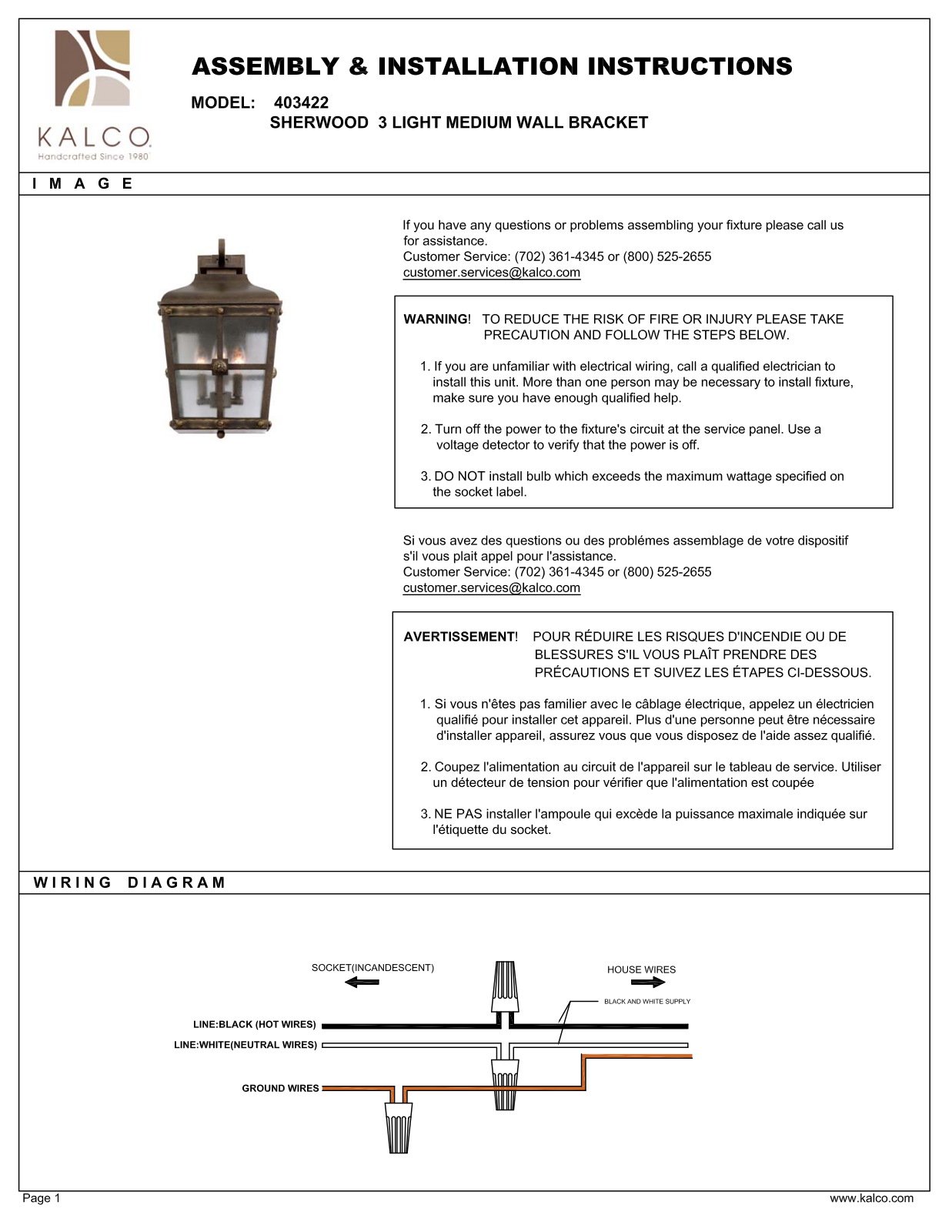 Kalco 403422AGB Assembly Guide