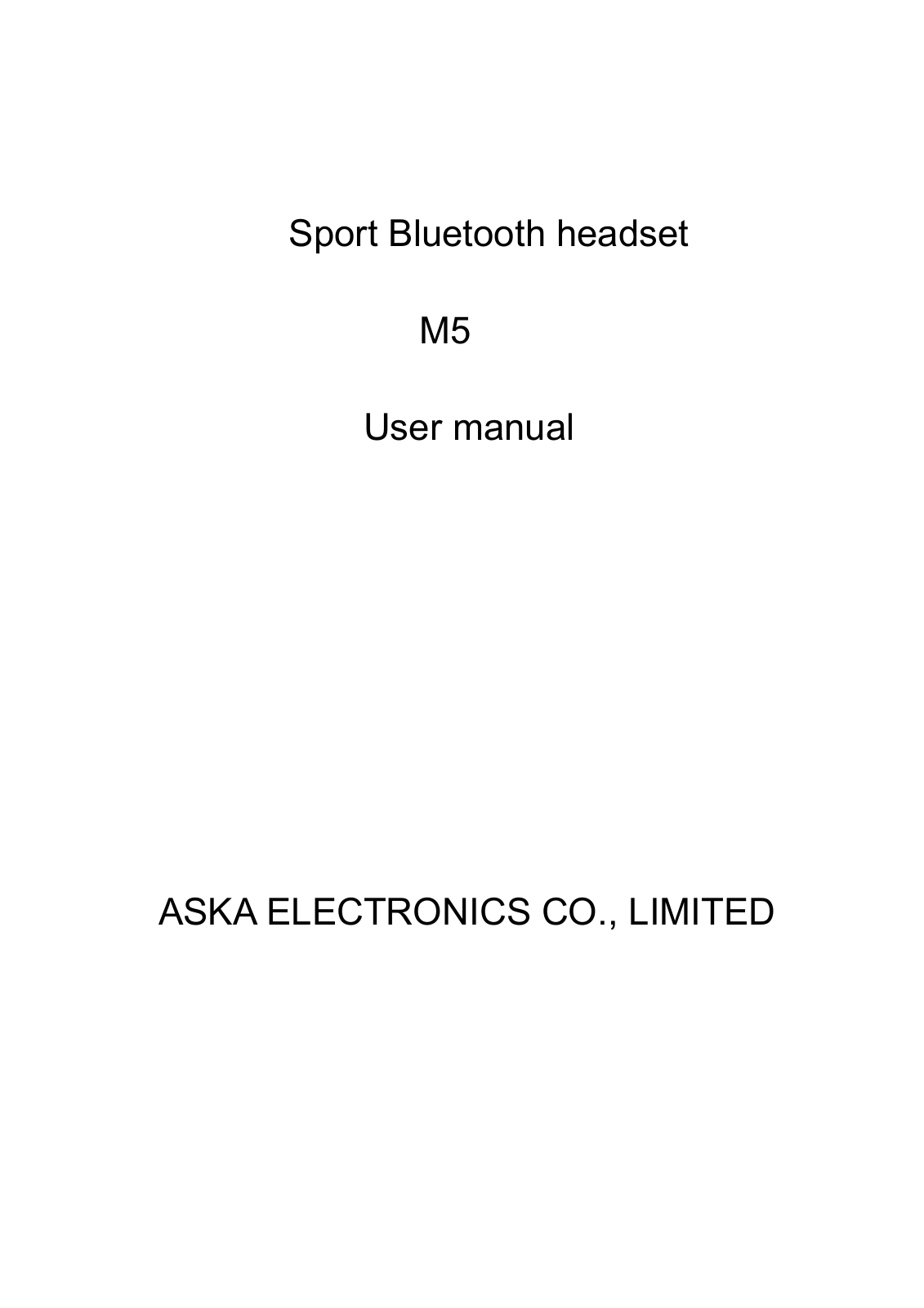 ASKA ELECTRONICS M5 User Manual