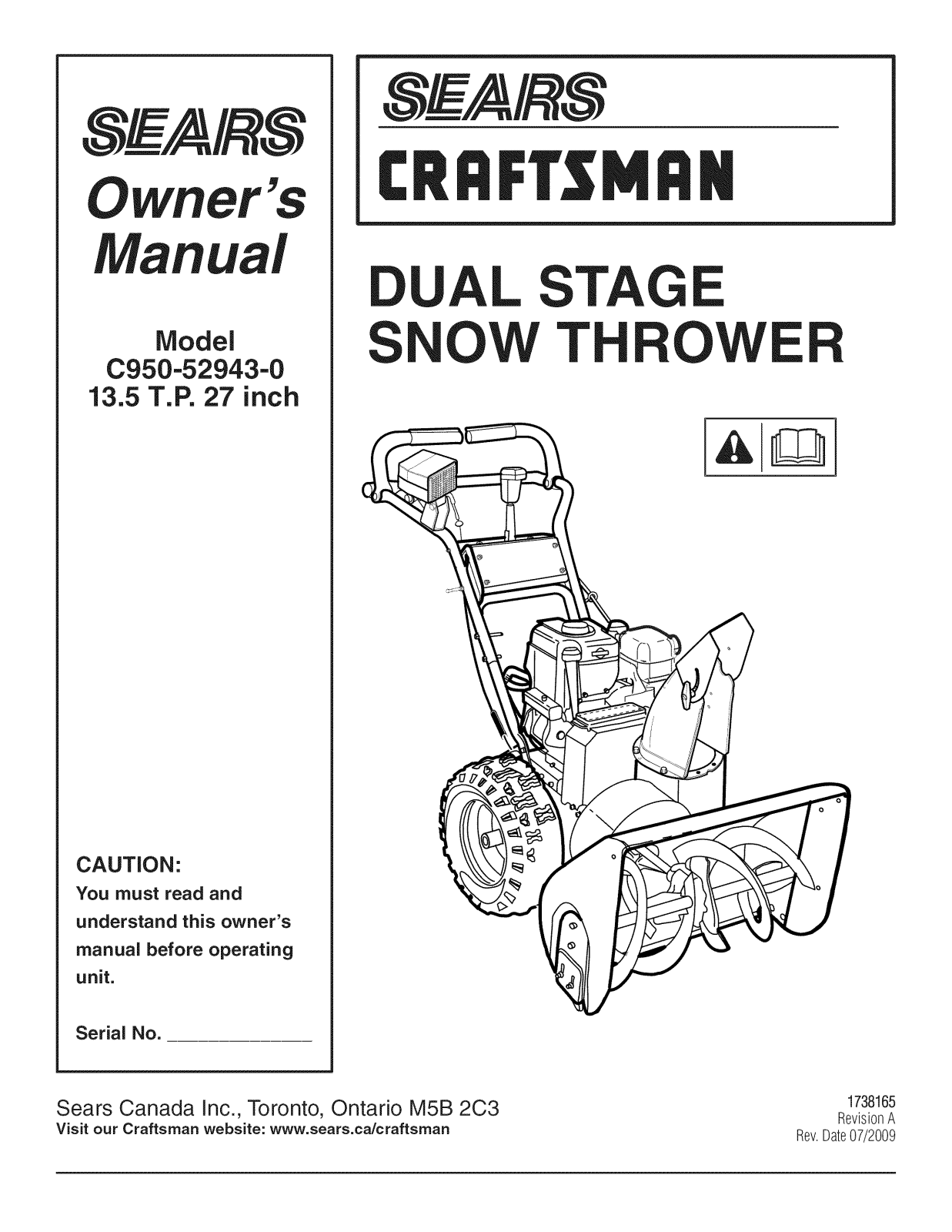 Craftsman C950-52943-0 User Manual