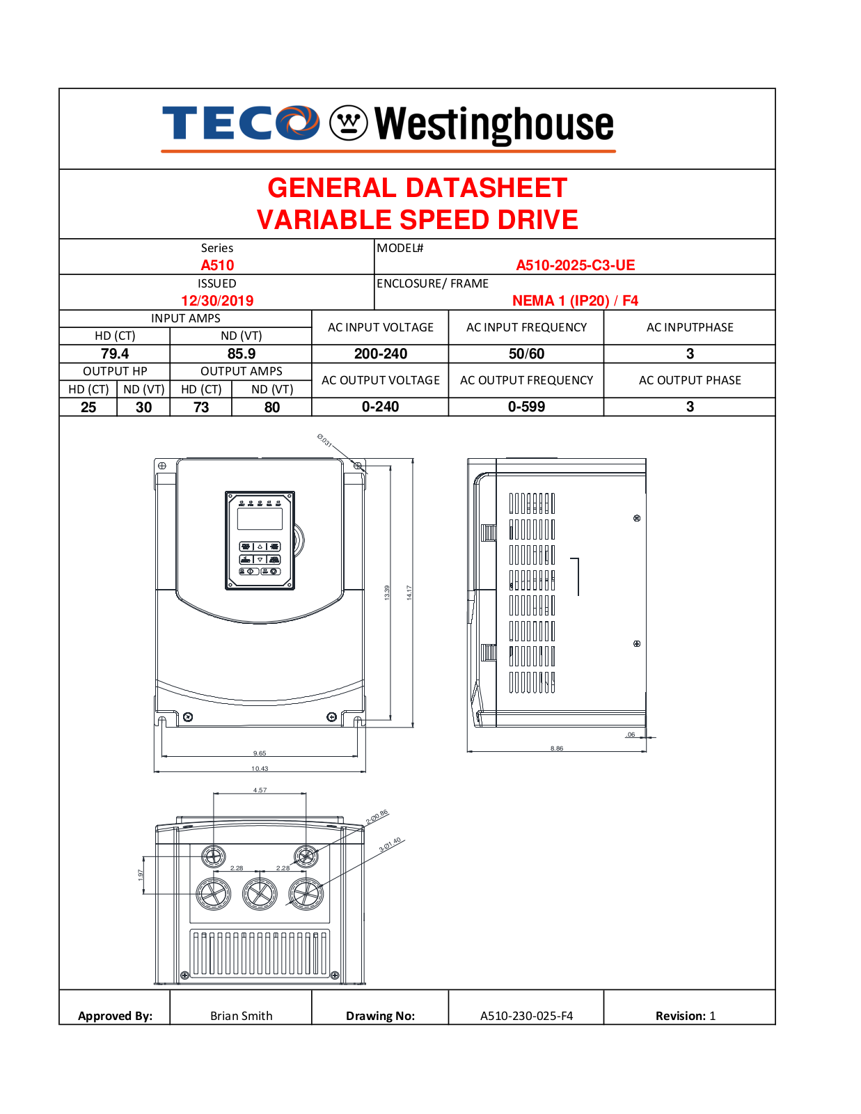 Teco A510-2025-C3-UE Data Sheet