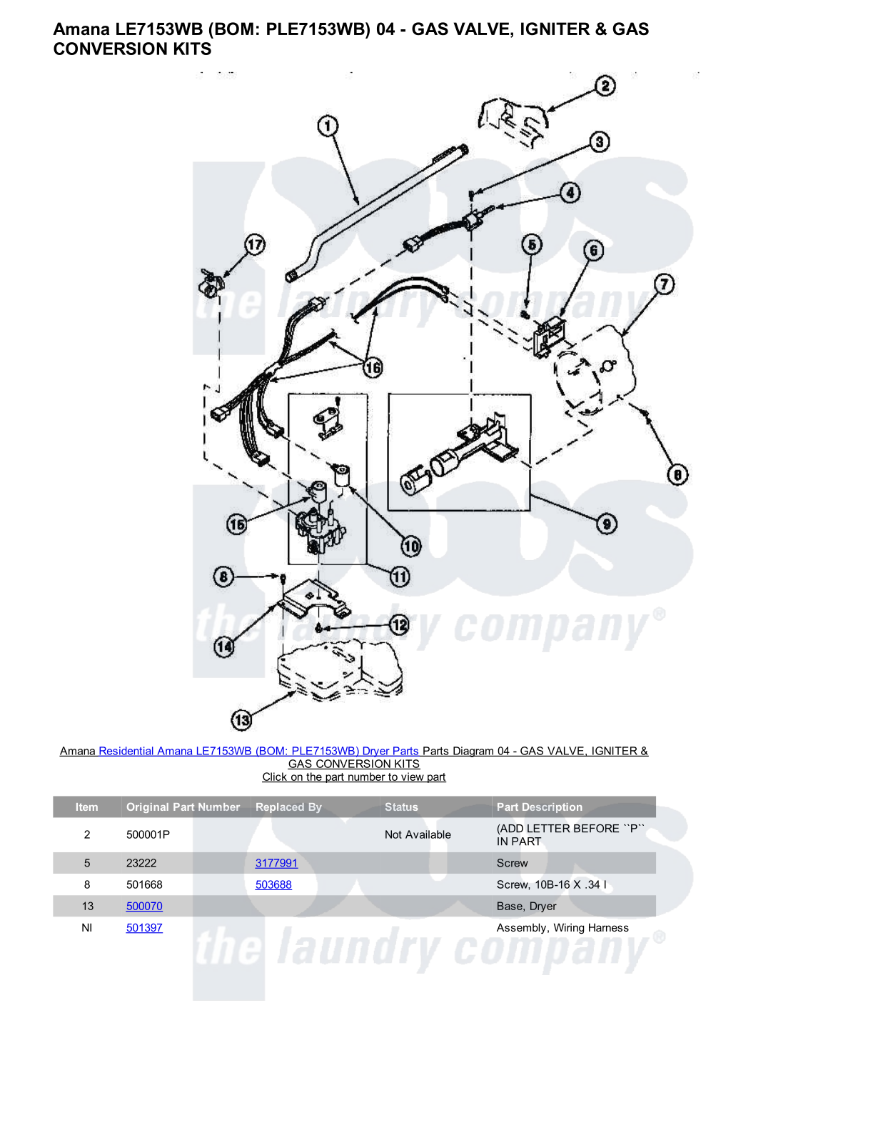 Amana LE7153WB Parts Diagram