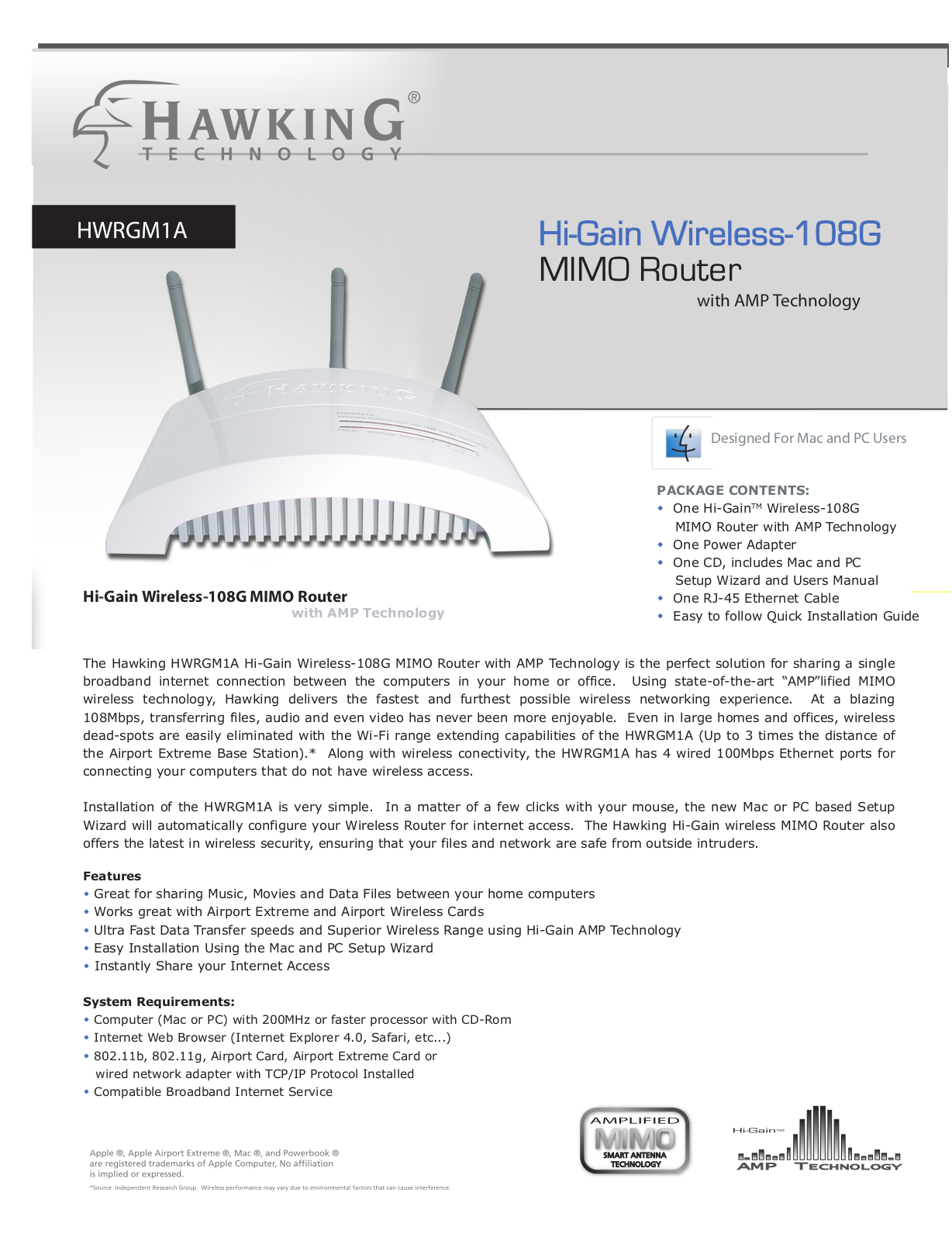 Hawking HWRGM1A BROCHURE